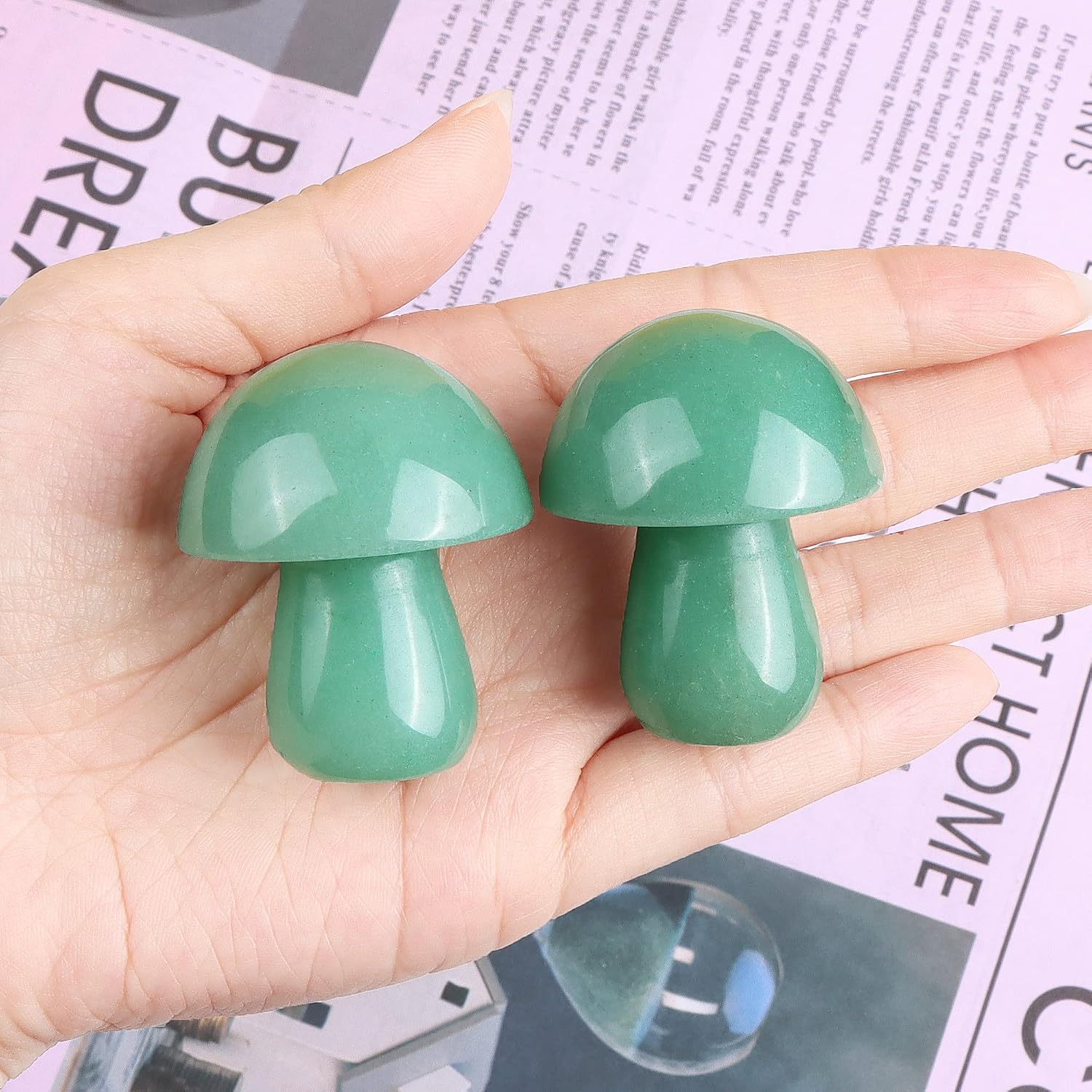 Mini Mushrooms Crystal Mushroom Sculpture Decor Mini Mushroom Gifts Home Decor / Green Aventurine