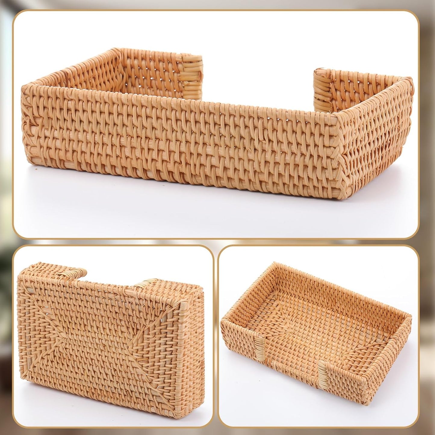9. . 4" Wicker Napkin Tray / 5 x 6 x 2 / Set of 2