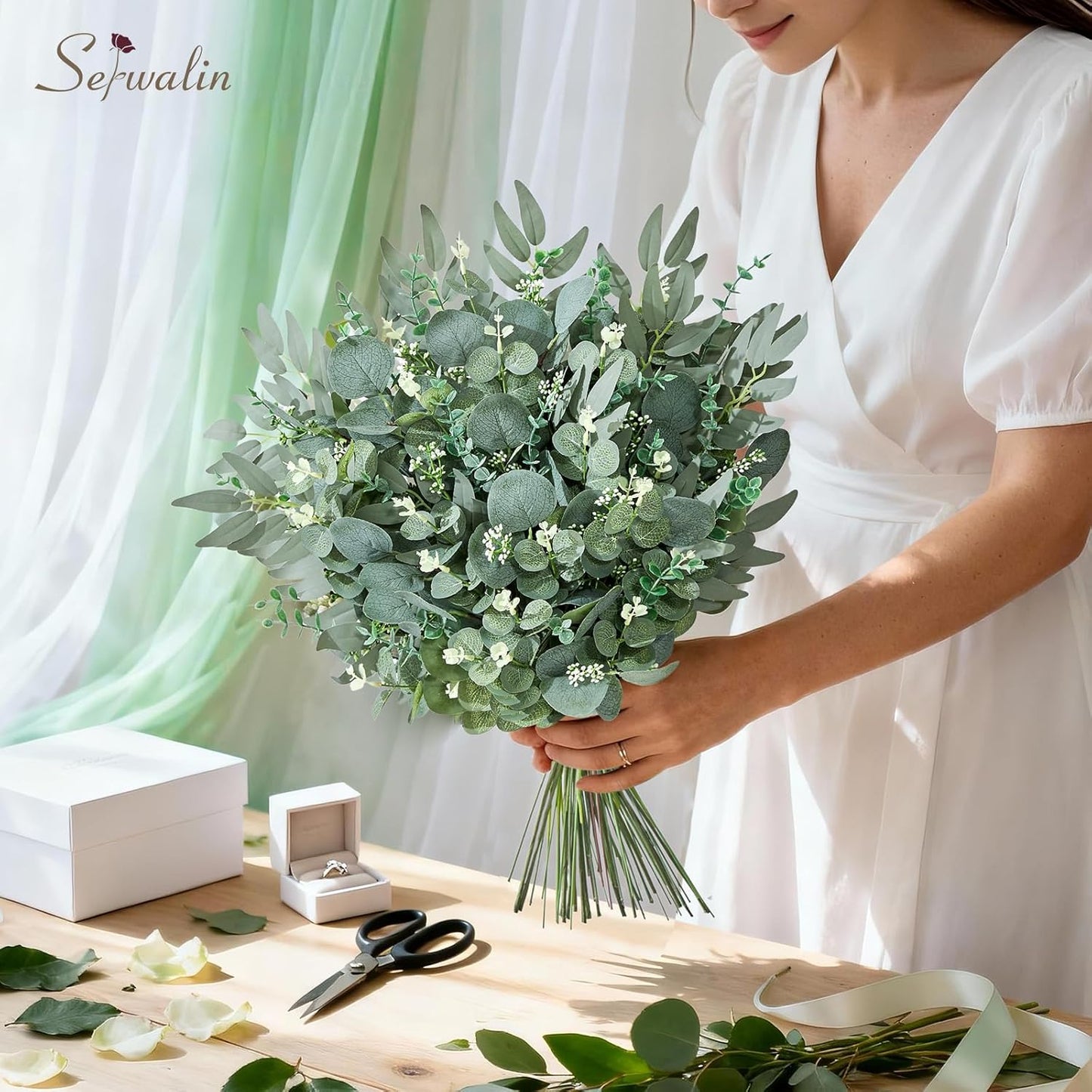 Artificial Greenery Stems / Attractive Forest Green / Set of 100