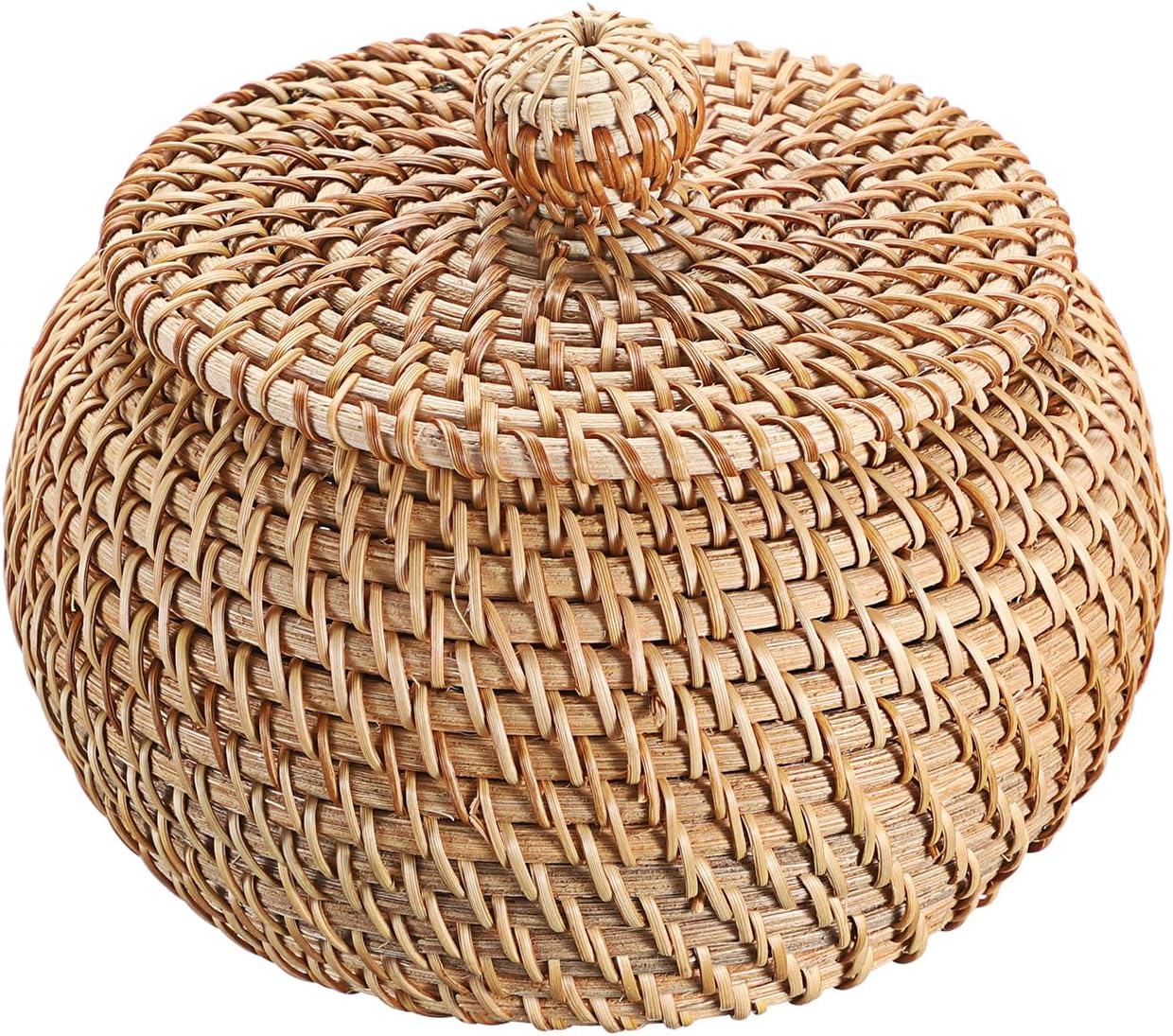 Round Rattan Basket Boxes / 4.7 x 3.3 / Small / Natural Color