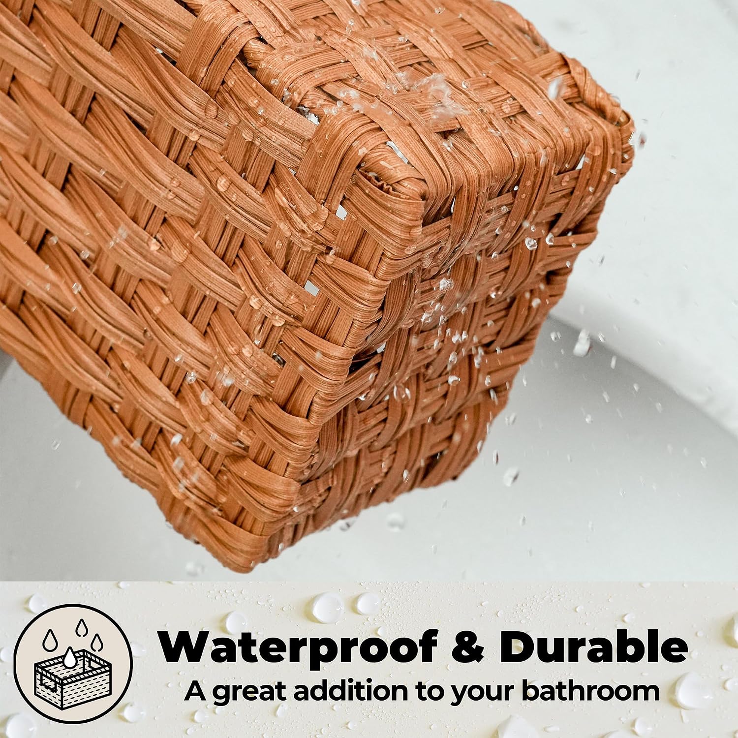 Bathroom Toilet Organizer / Caramel / Divided / Set of 2
