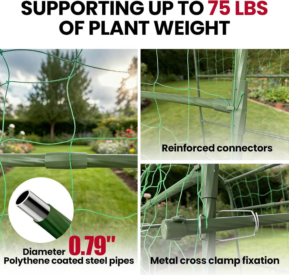 Garden Arch Trellis for Climbing Plants Outdoor, 7 Ft Tall Cucumber Trellis | Cucumber Trellis for Raised Bed, Metal
