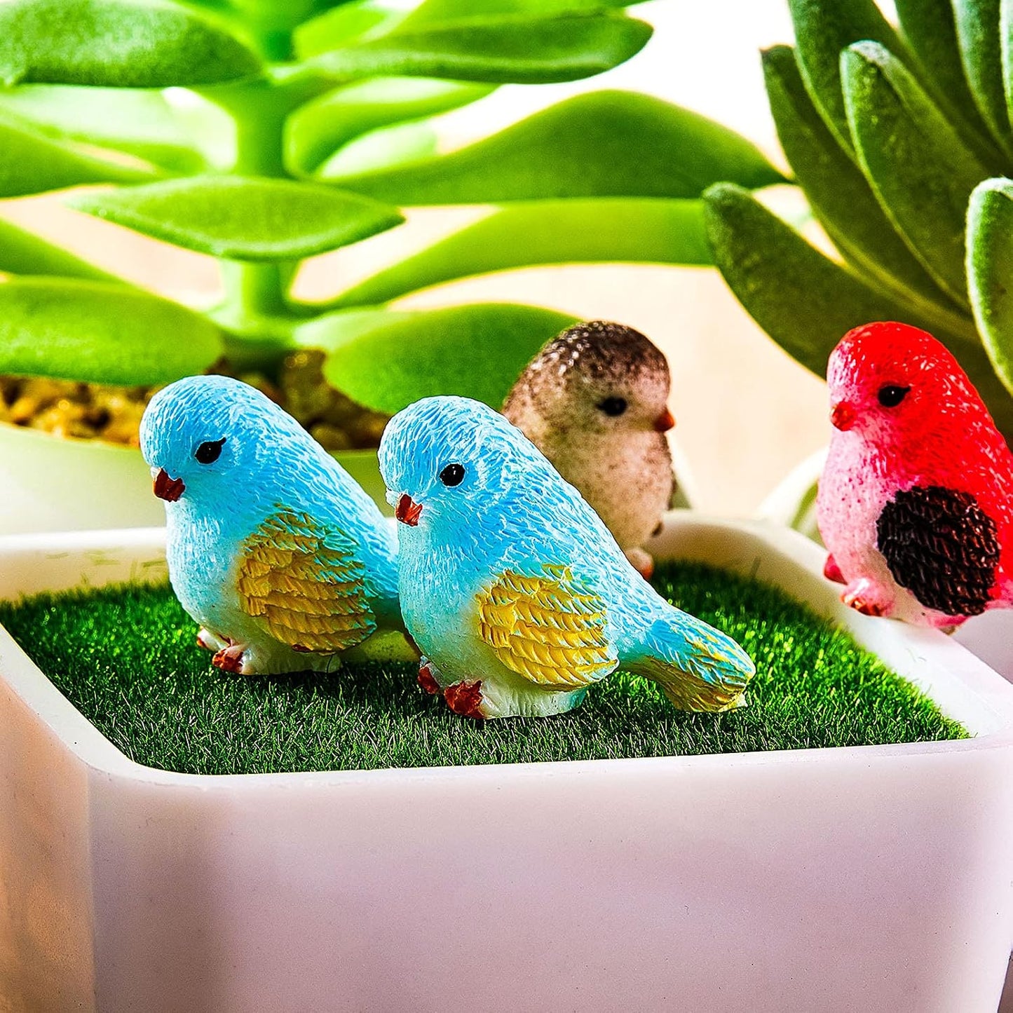 Miniature Bird Figurines Dollhouse Simulation Decorative Bird Figures Animal Model / Set of 24