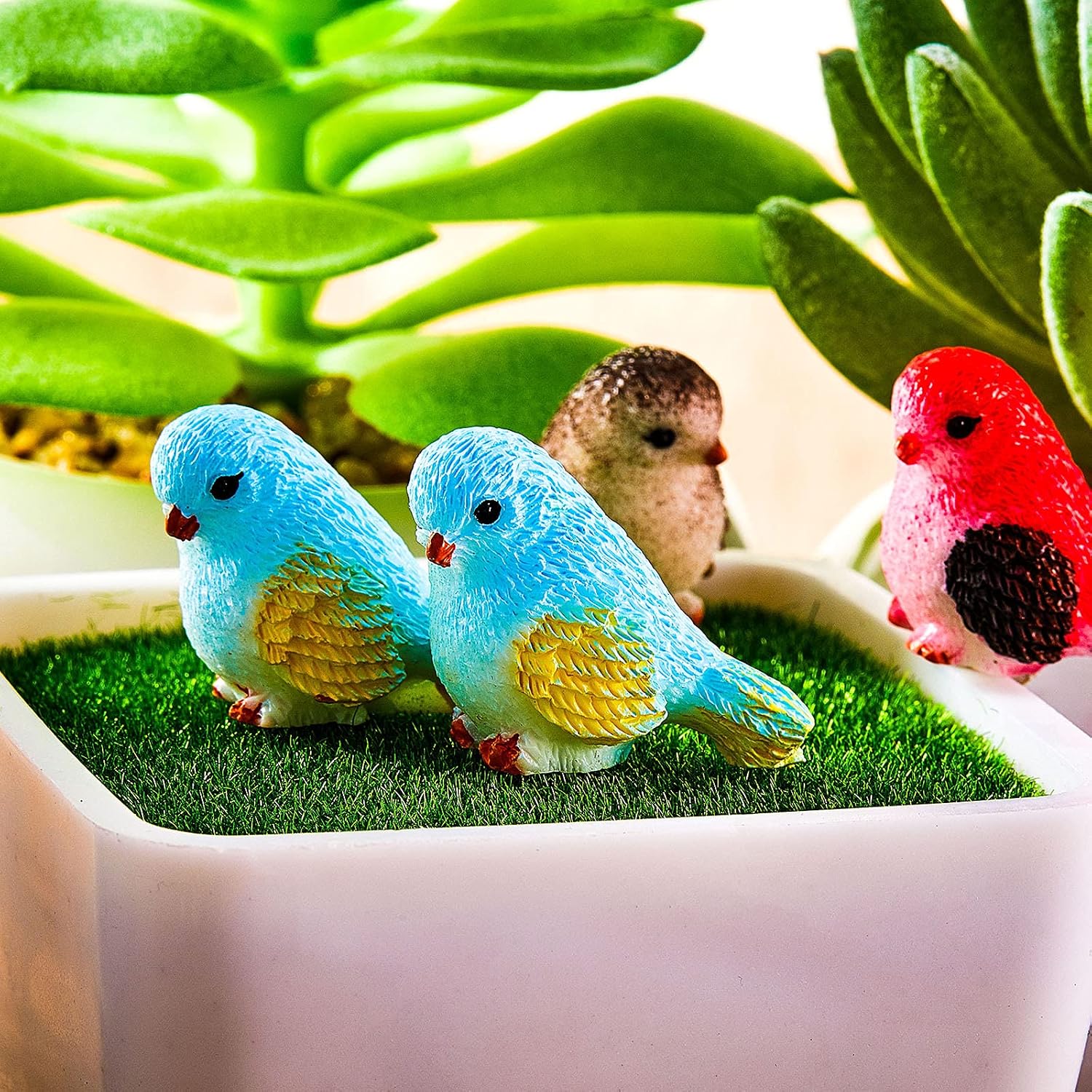 Miniature Bird Figurines Dollhouse Simulation Decorative Bird Figures Animal Model / Set of 24