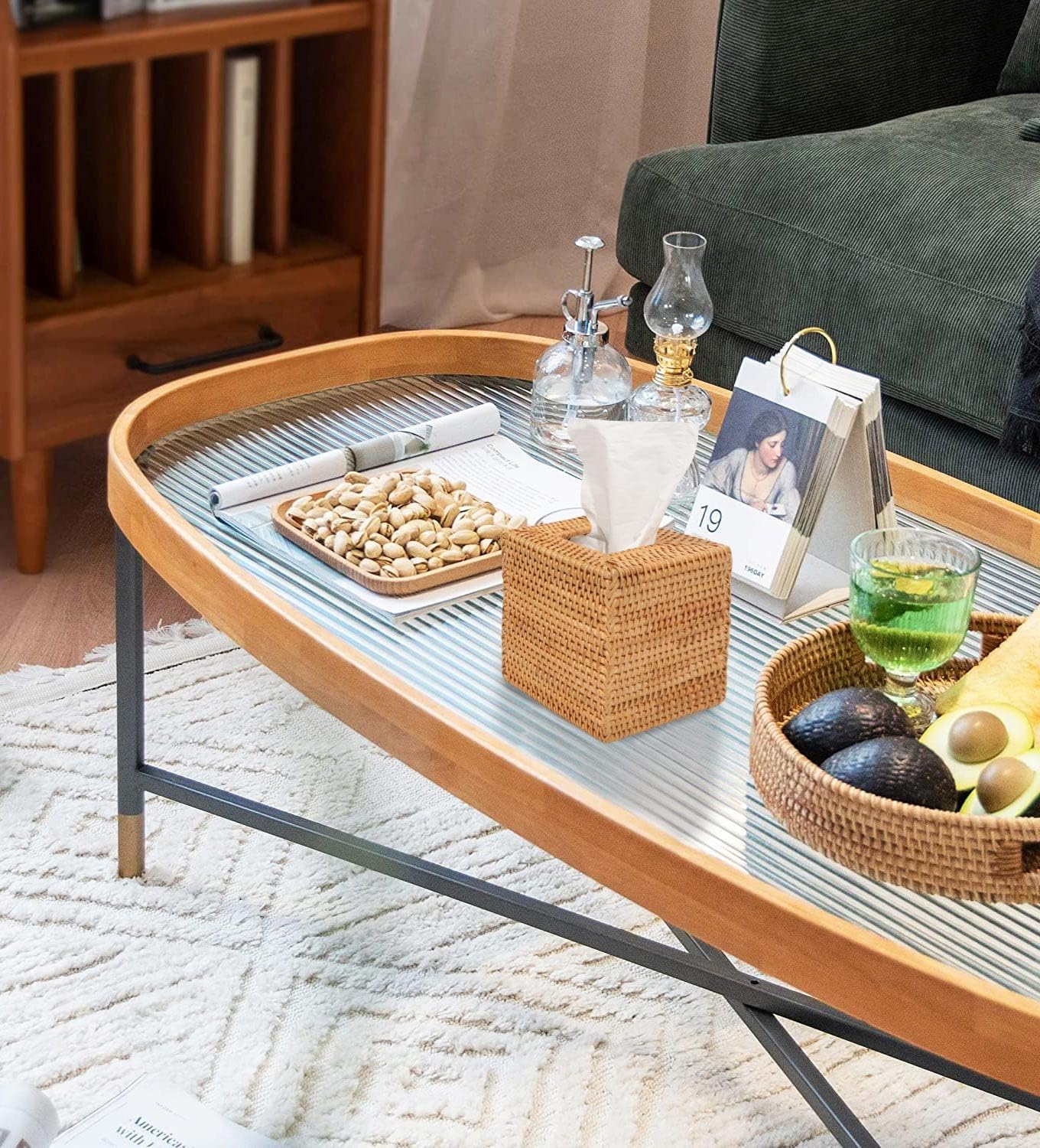 Rattan Tissue Box Cover / Natural