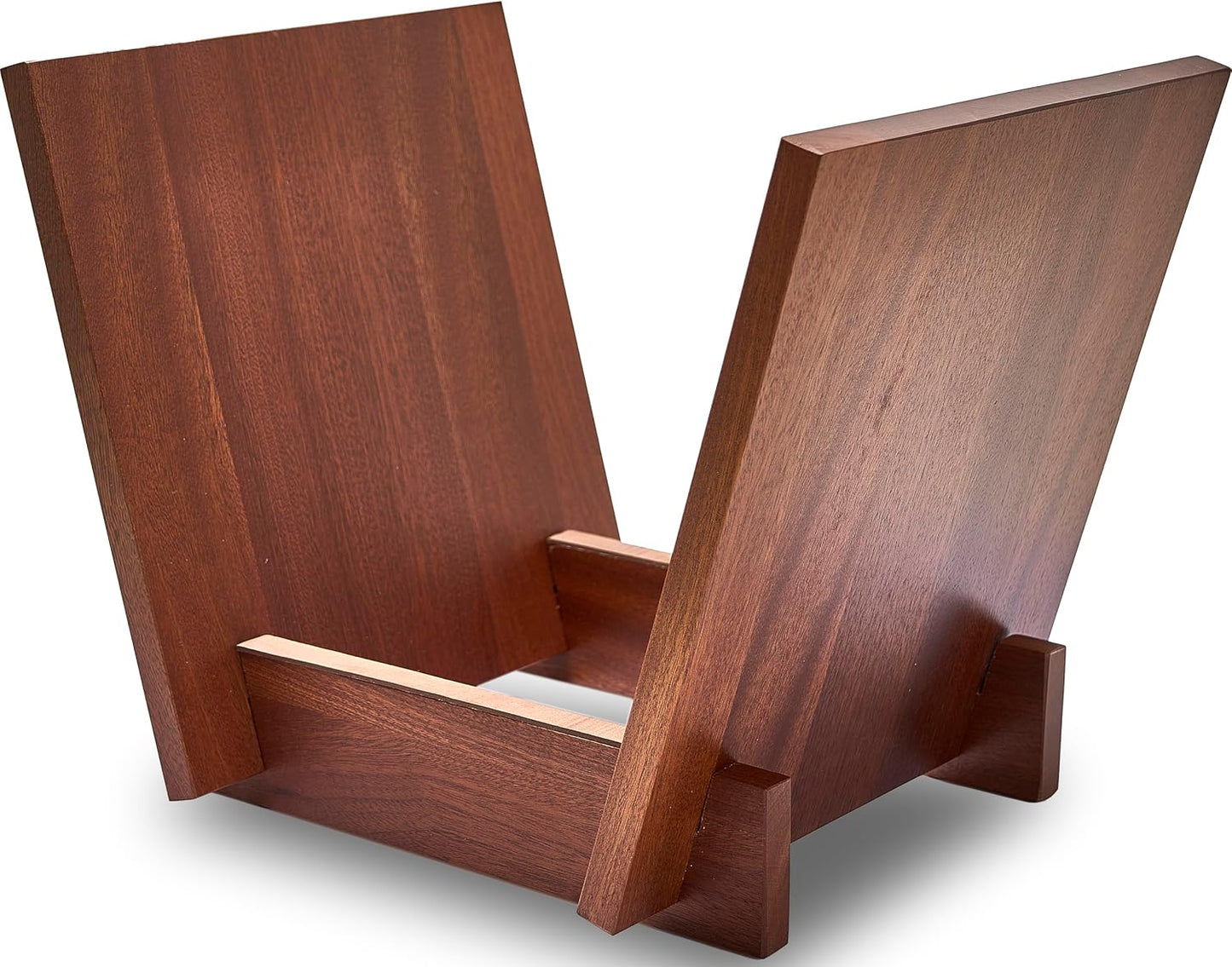 Honygebia Sapele Wood Vinyl Record Holder, V-Shaped Rack for 40 Premium LPs | Solid Sapele Wood Record Album Holder
