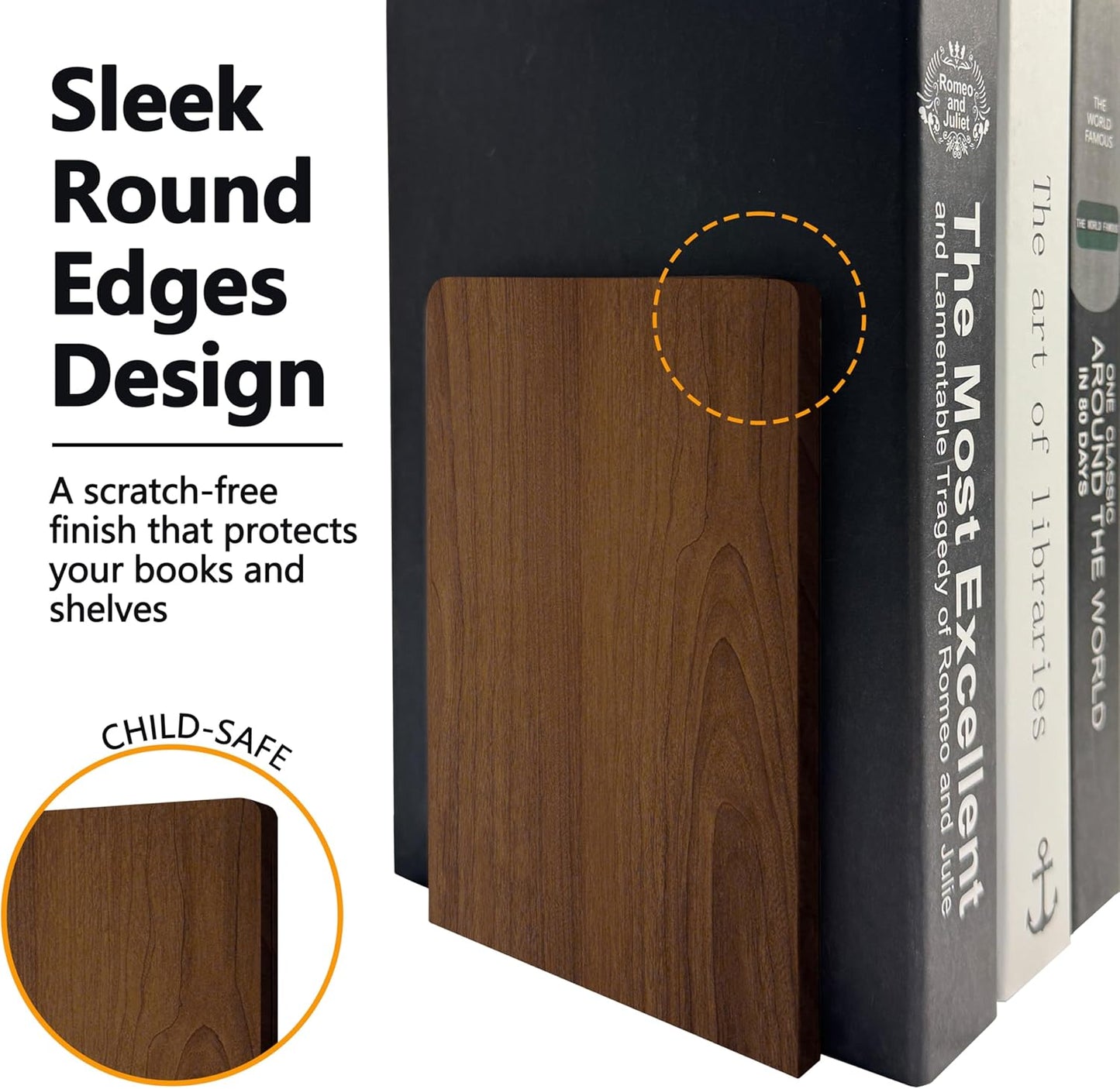 Walnut Wood Book Ends / 1 Pairs-square