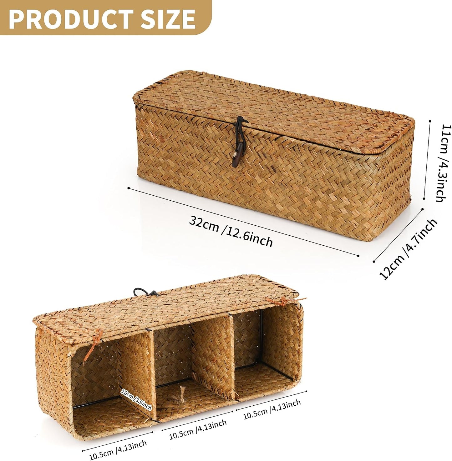 3 Compartment Storage Woven Basket
