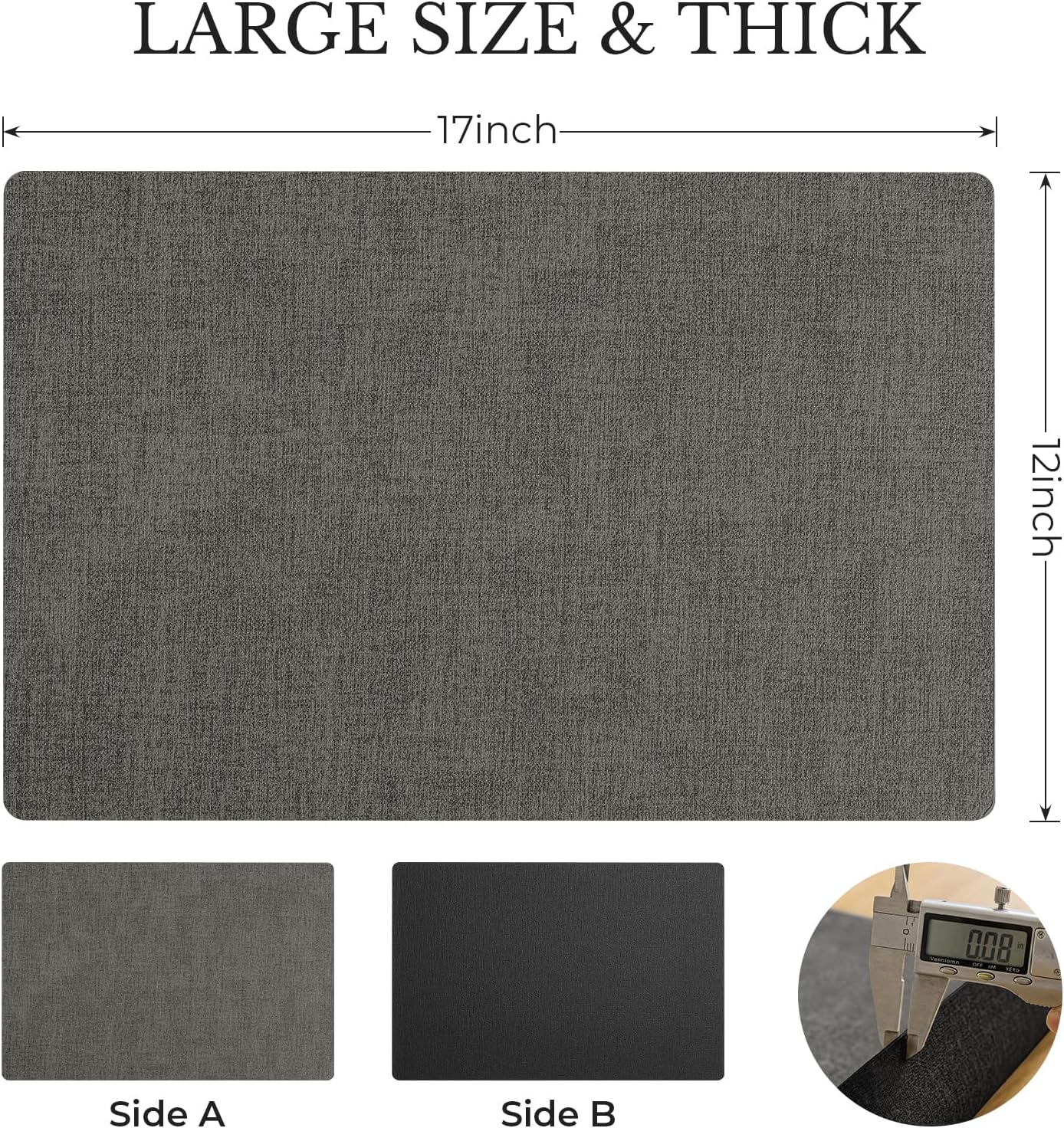 Romanstile Vinyl Placemats Set of 8, Reversible Faux Leather Heat Resistant Wipeable Table Mats, Waterproof Washable