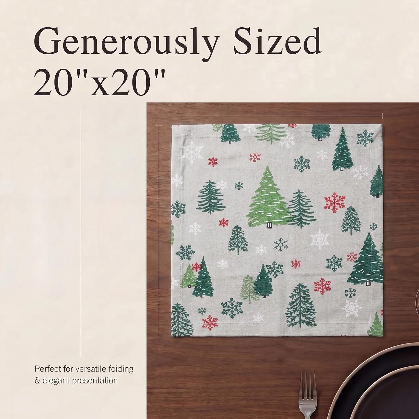 Urban Villa Cloth Napkins Cotton 20x20 (Set of 12) Greentree Print