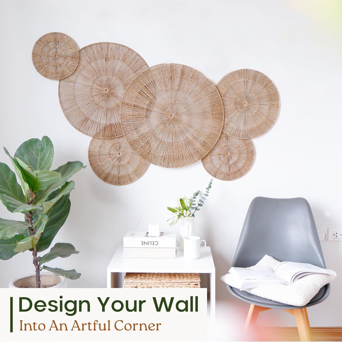 Wicker Jute Wall Decor Baskets / Extra Large / 23 Inch / Set of 6