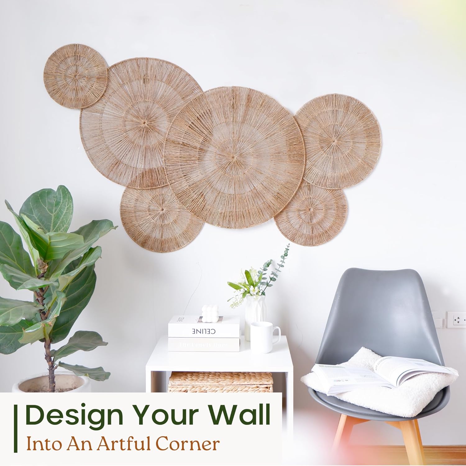 Wicker Jute Wall Decor Baskets / Extra Large / 23 Inch / Set of 6