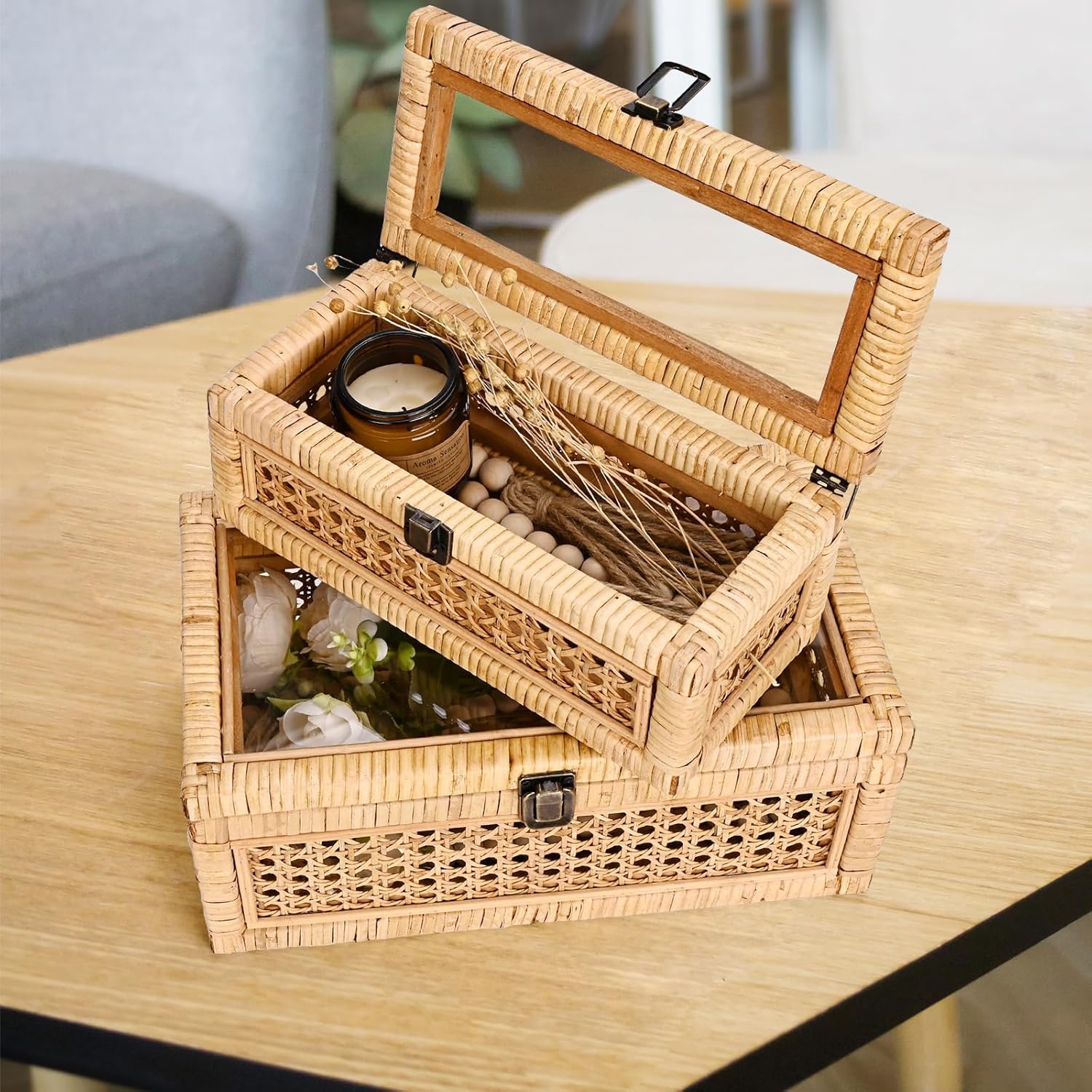 Wicker for Decor / 12.2"L x 7"W x 5.1"H / Set of 2