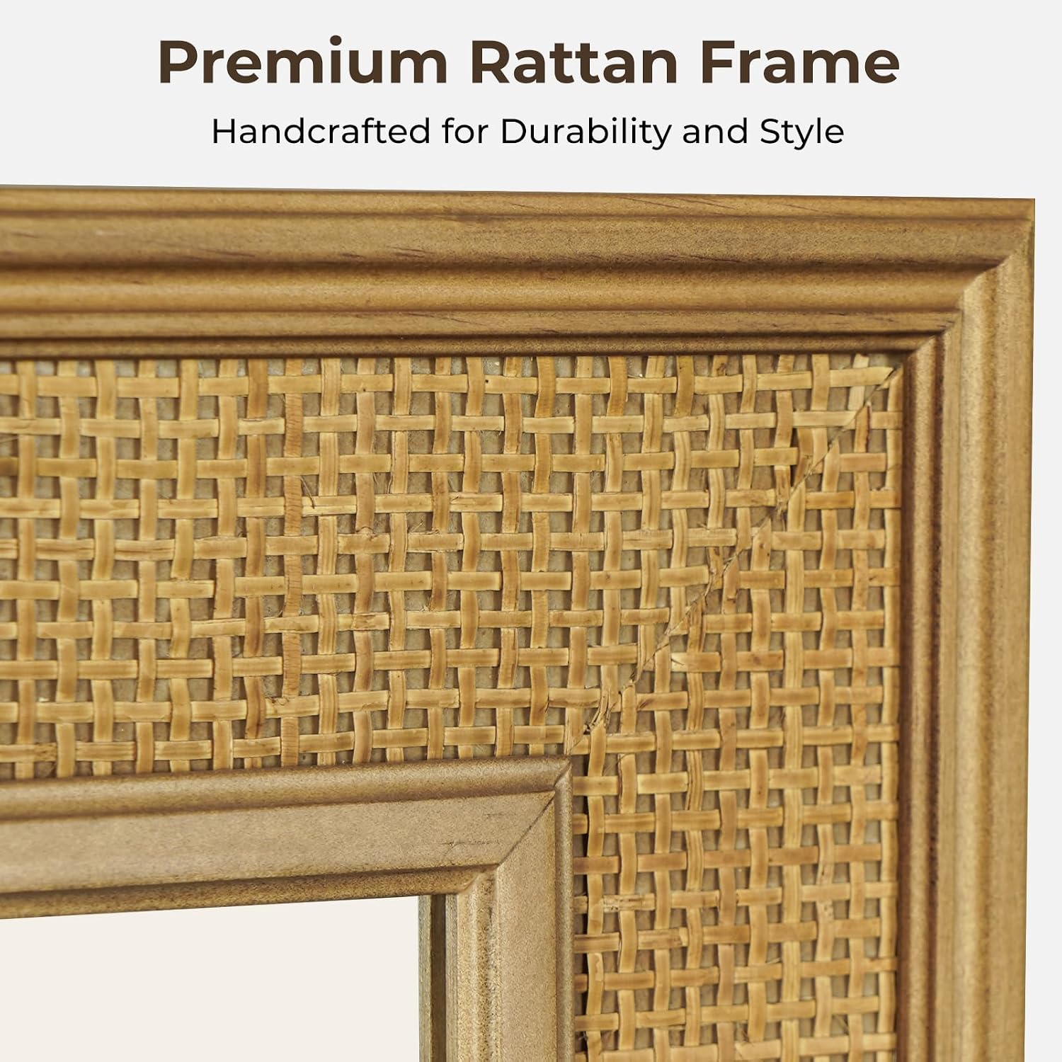 Rattan Wall Mirror Rectangle / Rattan Mirror / 28"L x 22"W / 22 x 28