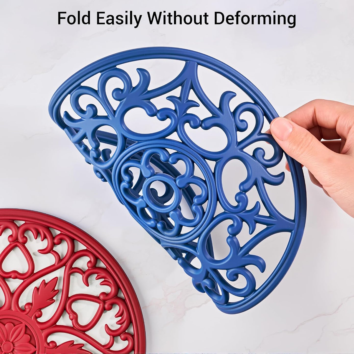 SMARTAKE 6 Set Silicone Trivet Mats for Hot Dishes Pots Pans (Navy Blue) | Heat Resistant Pots and Pans Holders