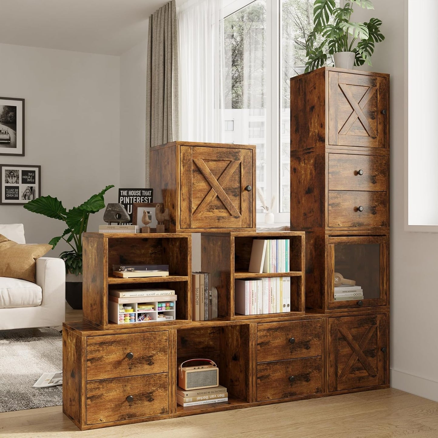 Magic DIY Cube Storage Organizer Stackable Cubes / Antique Brown / General Cube