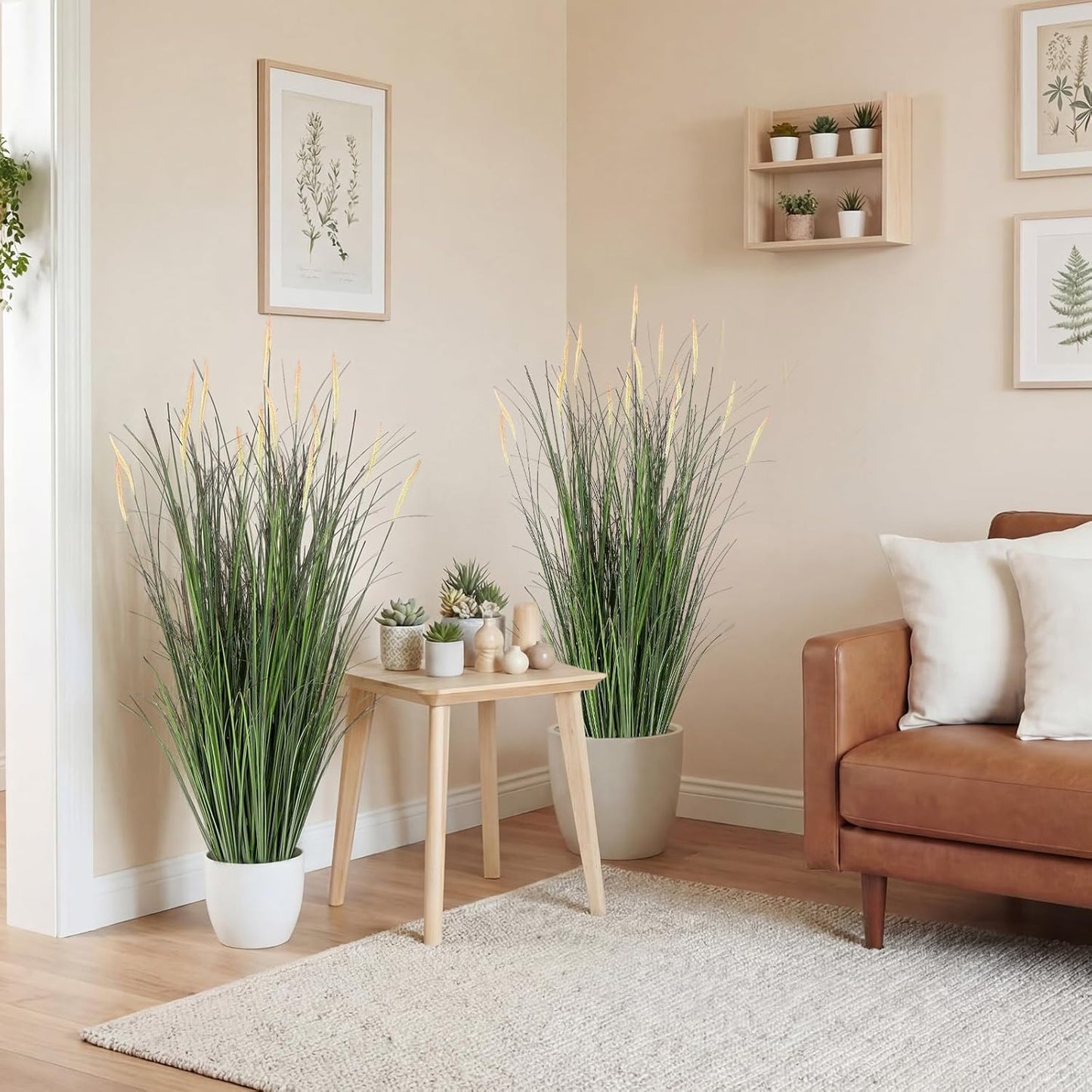 Tall Artificial Grass Plants Fake Horsetail Reed Grass Plant / 4 Ft / Pink Spikes / Set of 2
