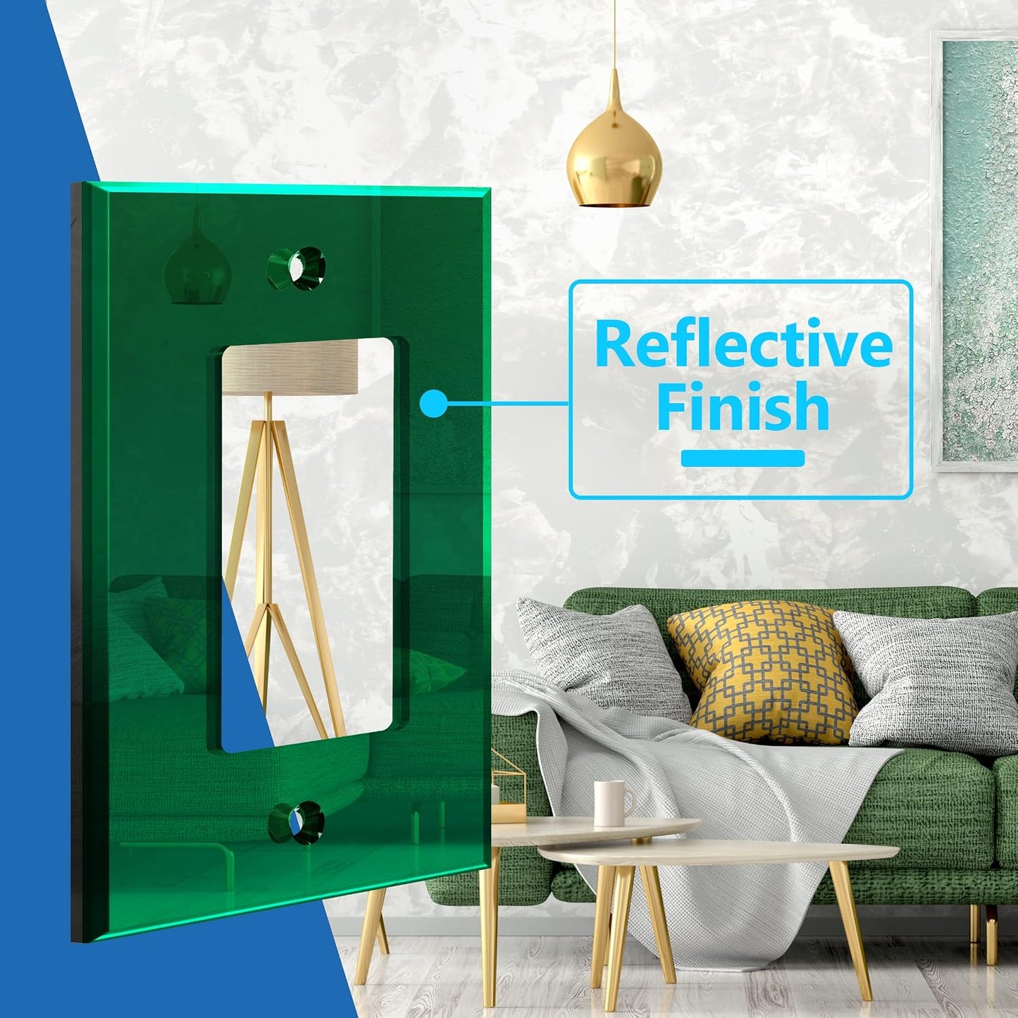 LIDER Decorator Wall Plate, Temperature/Impact Resistant, Mirrored, 5-Pack | Reflective, Plexiglass Outlet/Light Switch