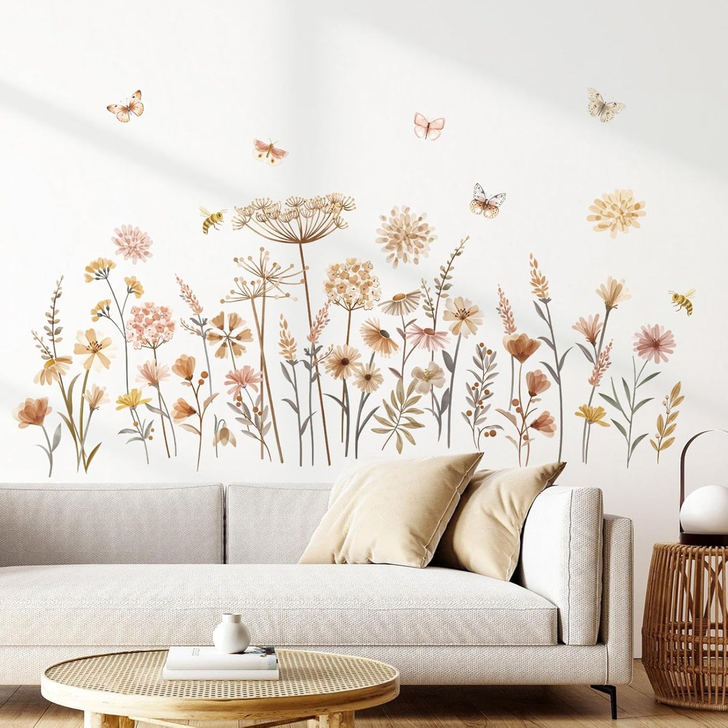 Boho Flower Wall Decals Wildflower Floral Dandelion Grass Wall Stickers Baby Nursery Girls Bedroom