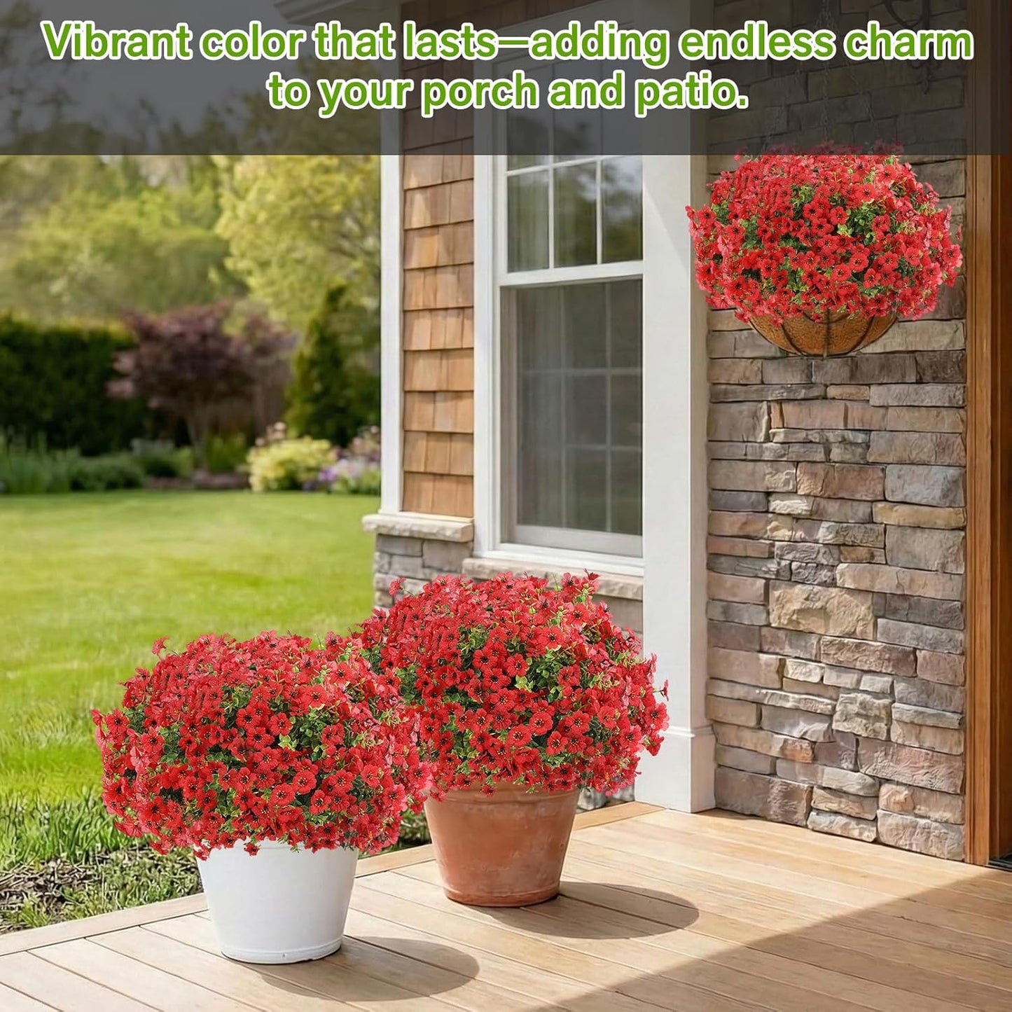 13Bundles Silk Realistic UV Resistant Faux Flowers / Red / Artificial Flowers / Set of 13