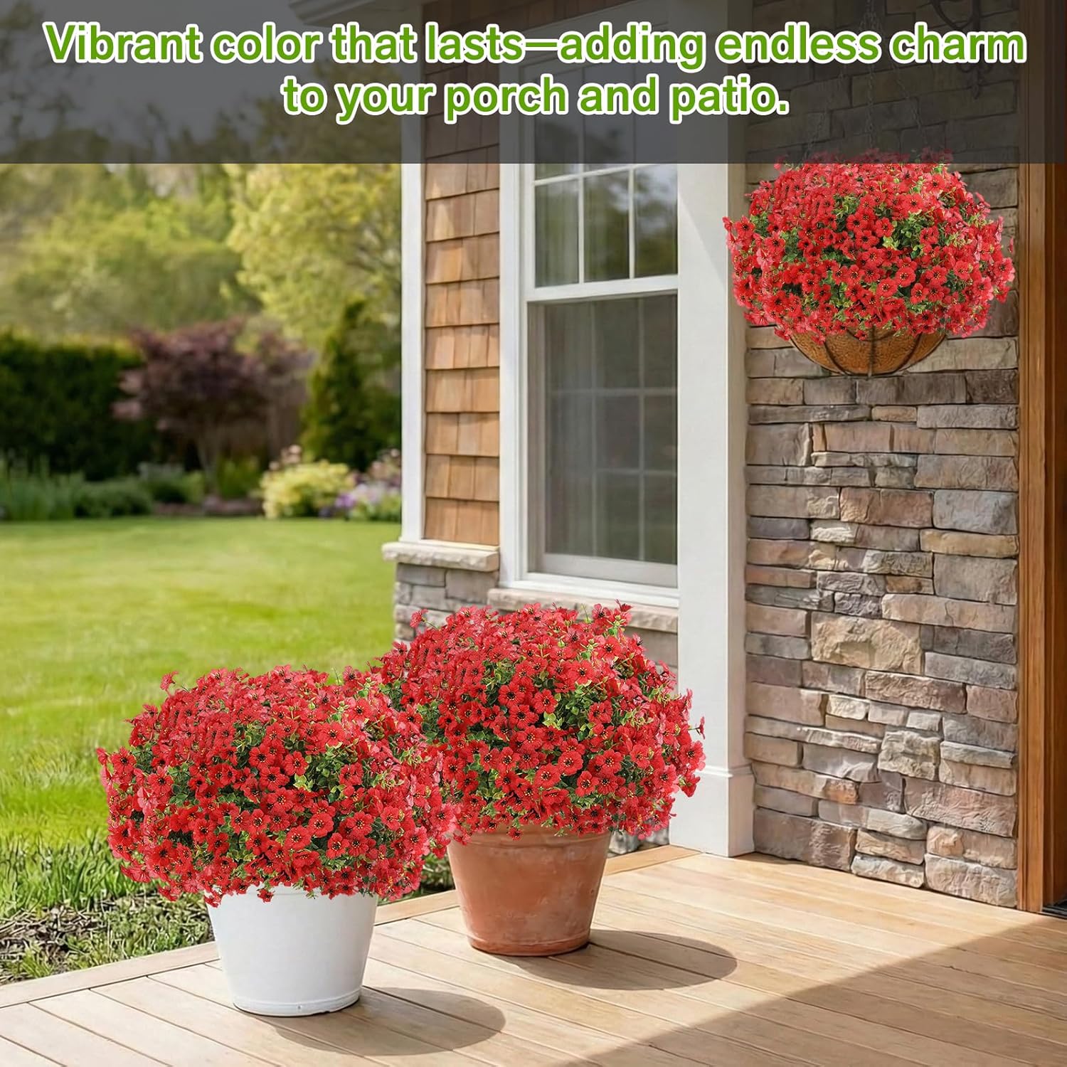 13Bundles Silk Realistic UV Resistant Faux Flowers / Red / Artificial Flowers / Set of 13