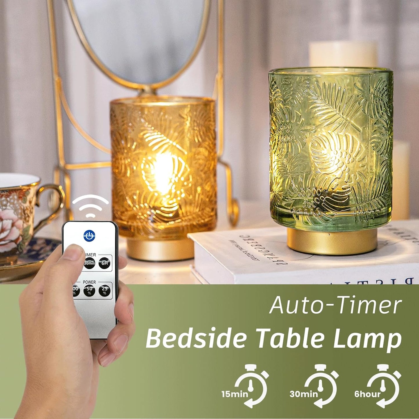 Glass Dimmable Brightness Wireless Lamp / Green