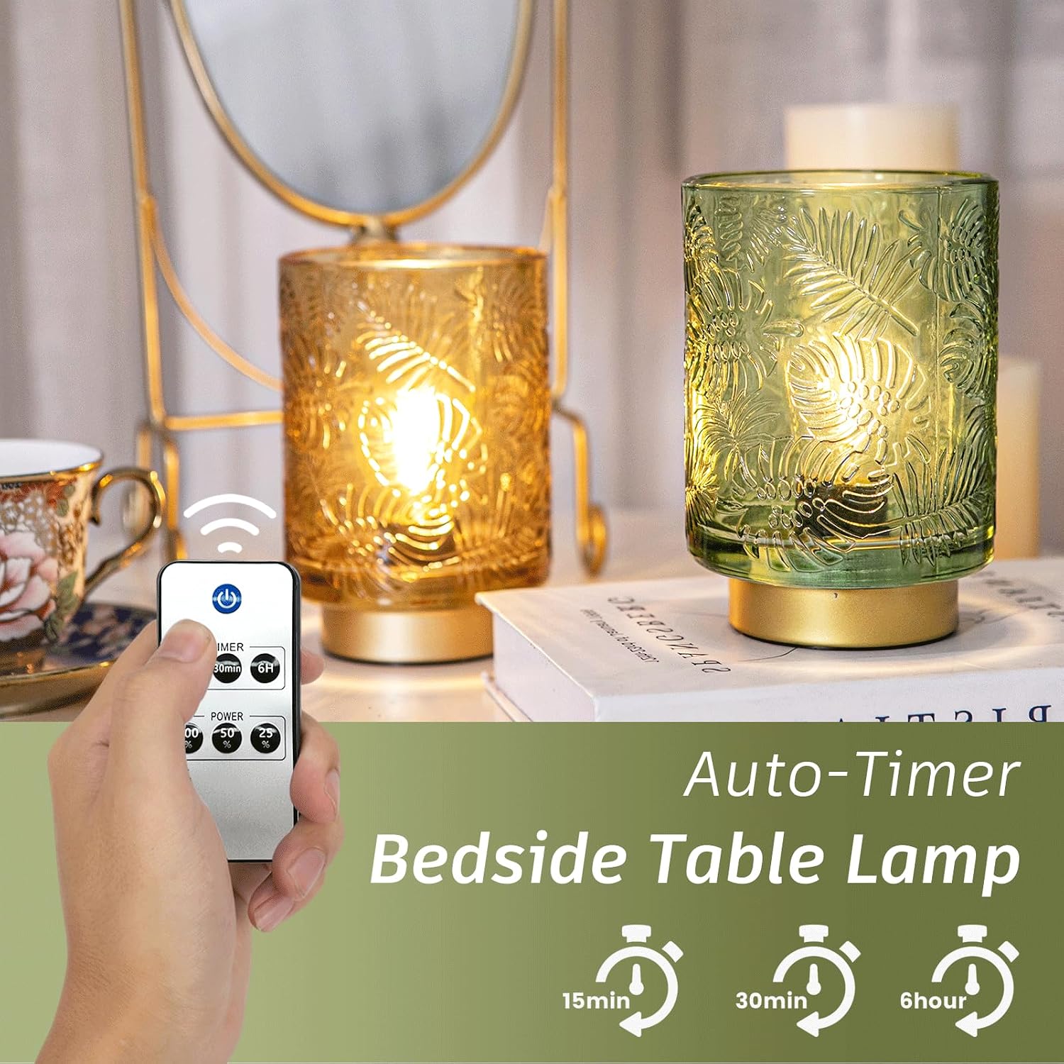 Glass Dimmable Brightness Wireless Lamp / Green