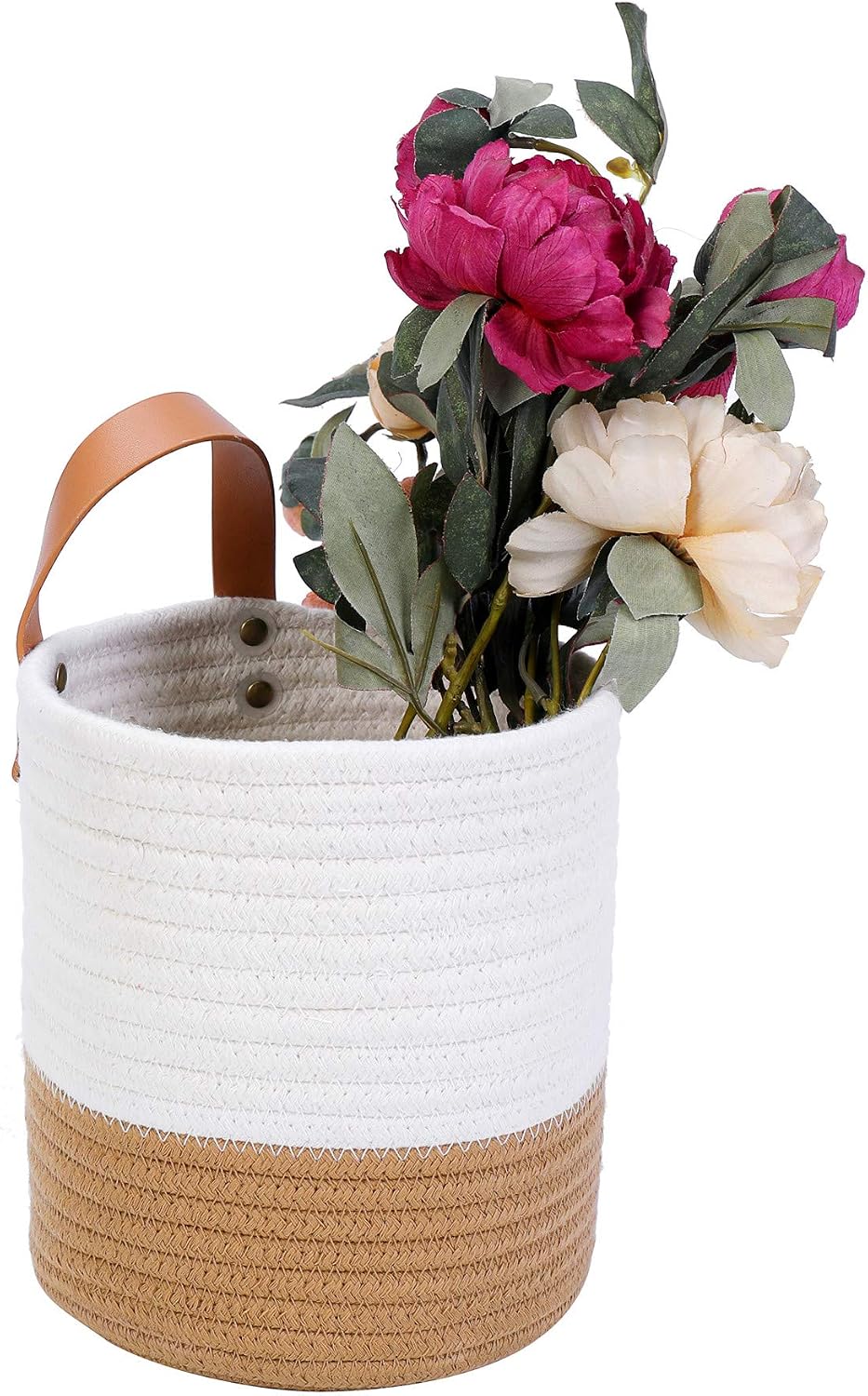 Small Wicker Wall Baskets / White and Brown