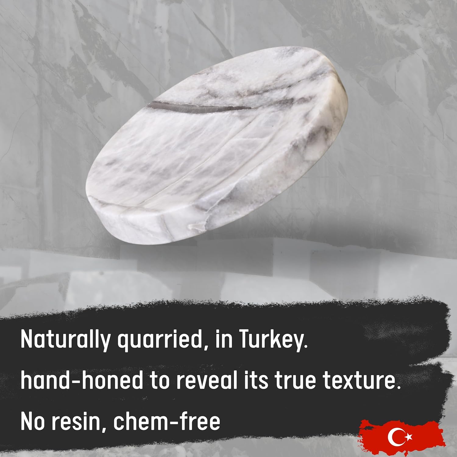 Round Marble Dish Tray- Grey Marble / Natural