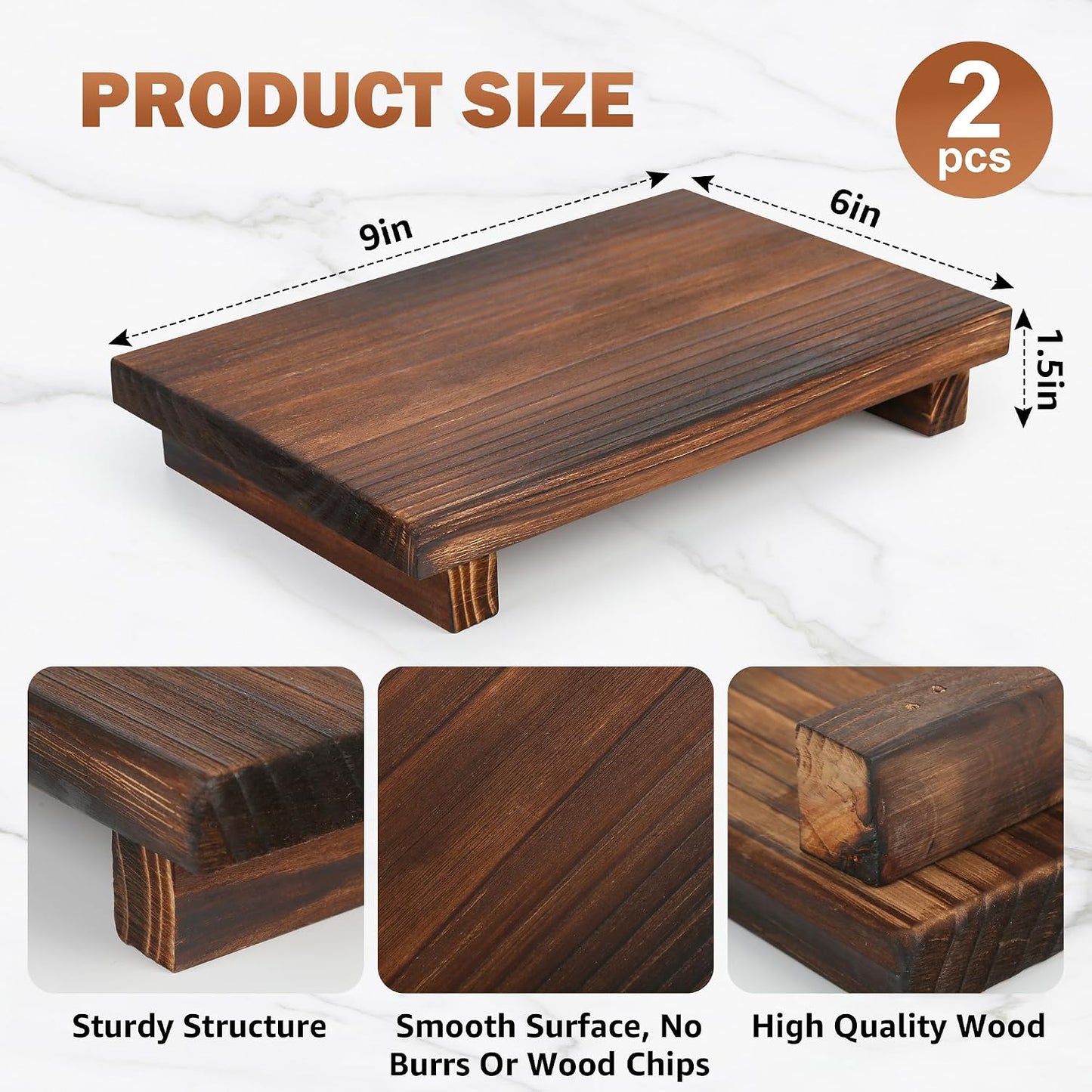 Wooden Soap Dish Tray / 9 x 6 / Set of 2
