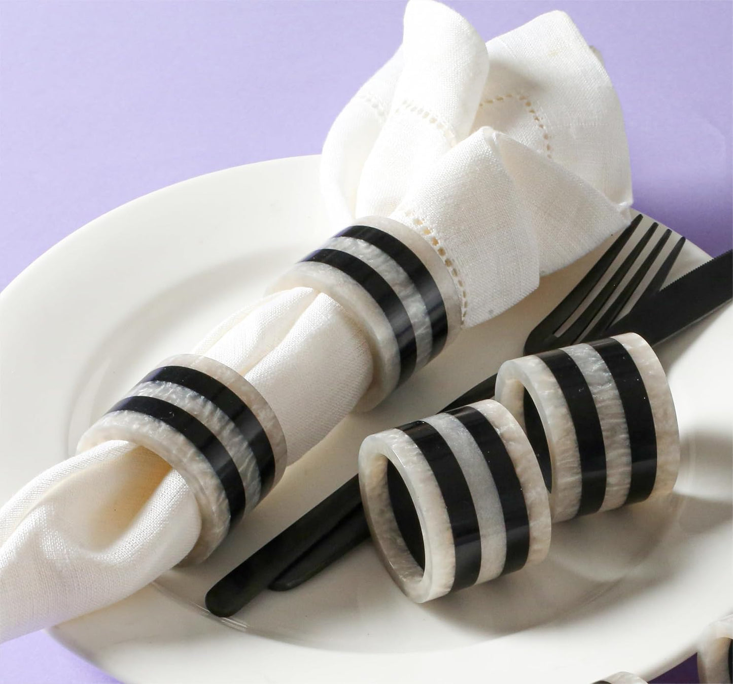 Alpha Living Home Resin Napkin Rings, Set of 12, Modern Round | Polished resin, glossy finish, 2x2x1.5 in each