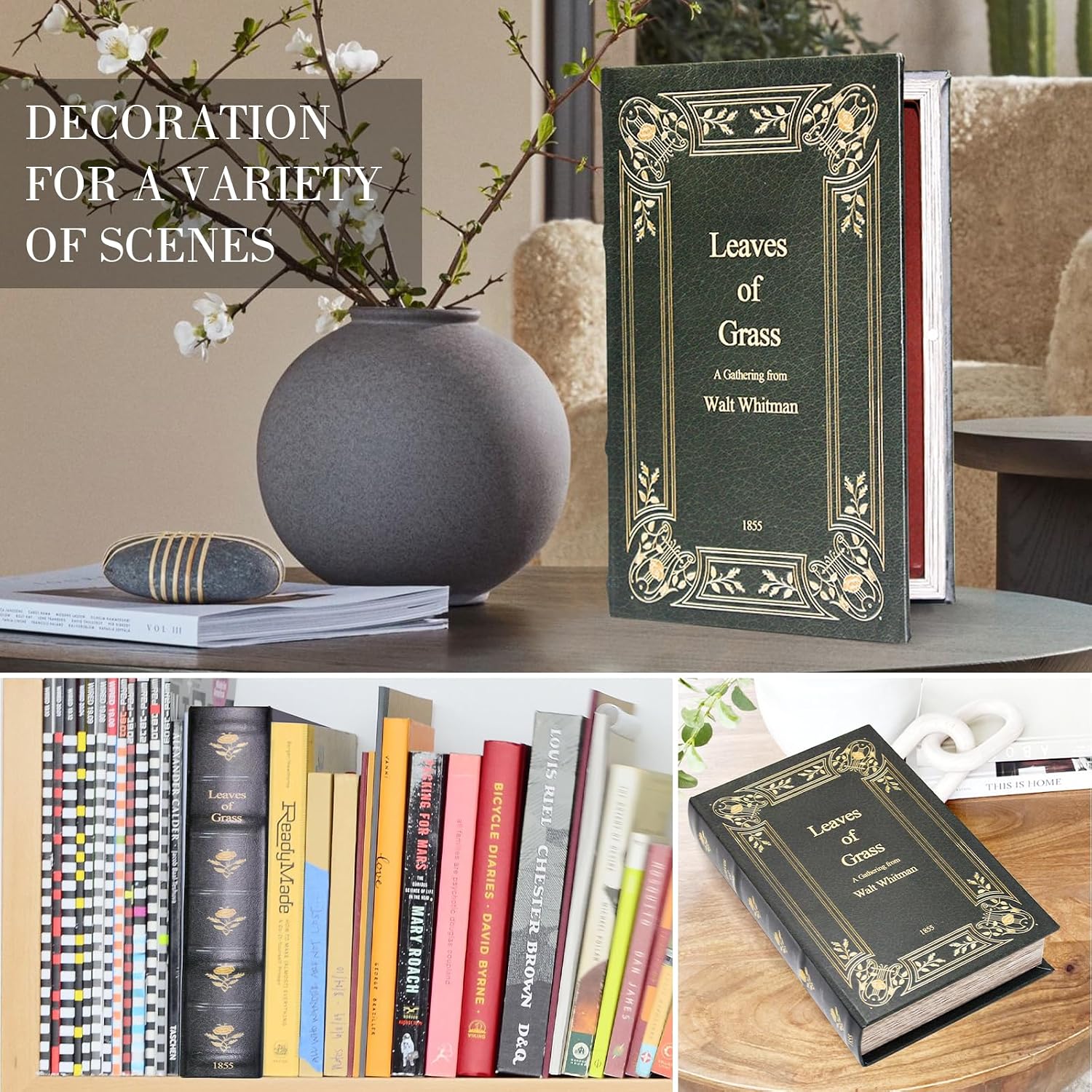 Fake Book Box Decorative Storage Box Faux Wood / Literary Works - Green