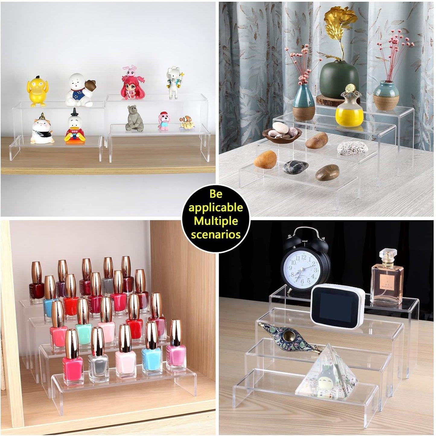 3 Tier Acrylic Riser Display Shelf Cupcake Stand for Amiibo Funko POP Figures / Clear