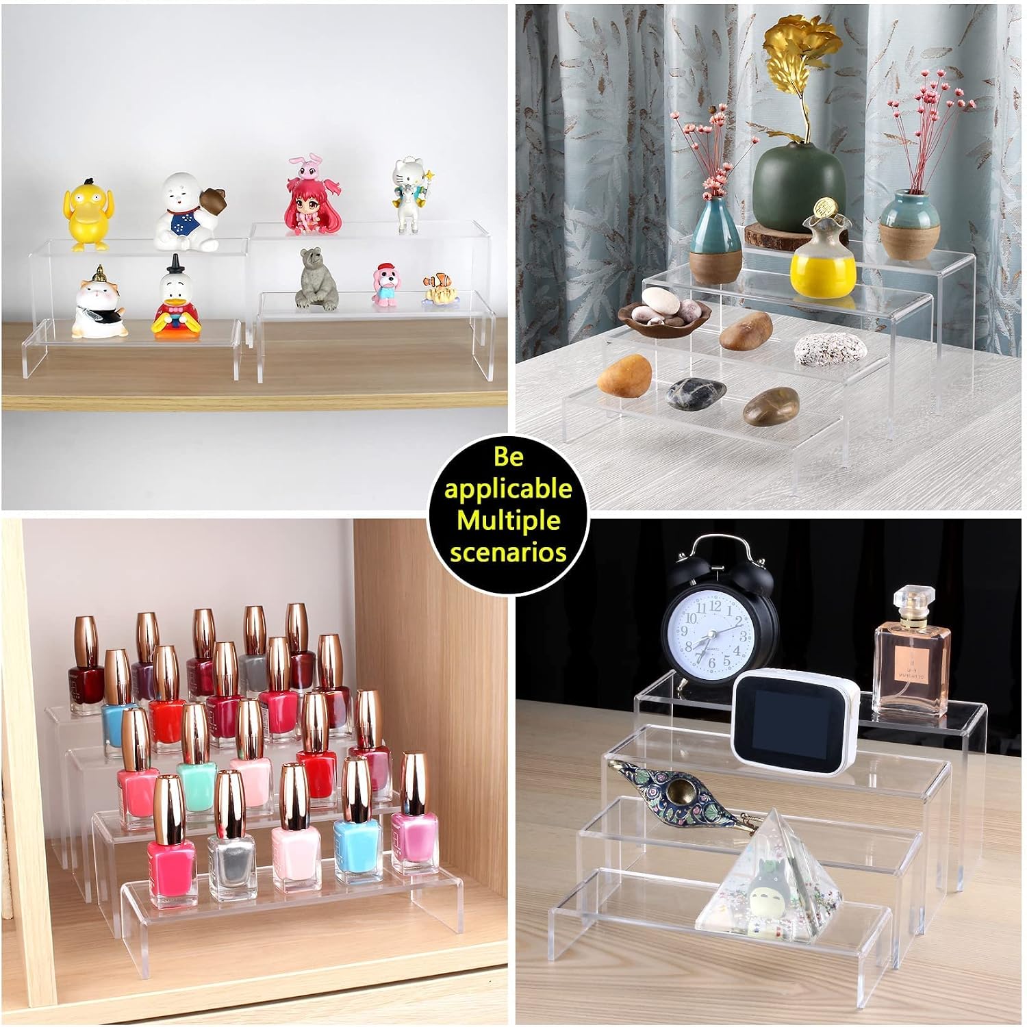 3 Tier Acrylic Riser Display Shelf Cupcake Stand for Amiibo Funko POP Figures / Clear
