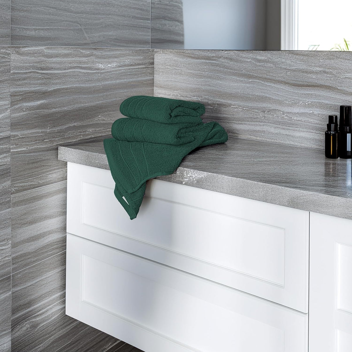 6 Piece Hand Towels Set 16 x 28 Inches, Hunter Green | 100% Cotton, Lighter Weight, Quick to Dry, 16 x 28 Inches, Super
