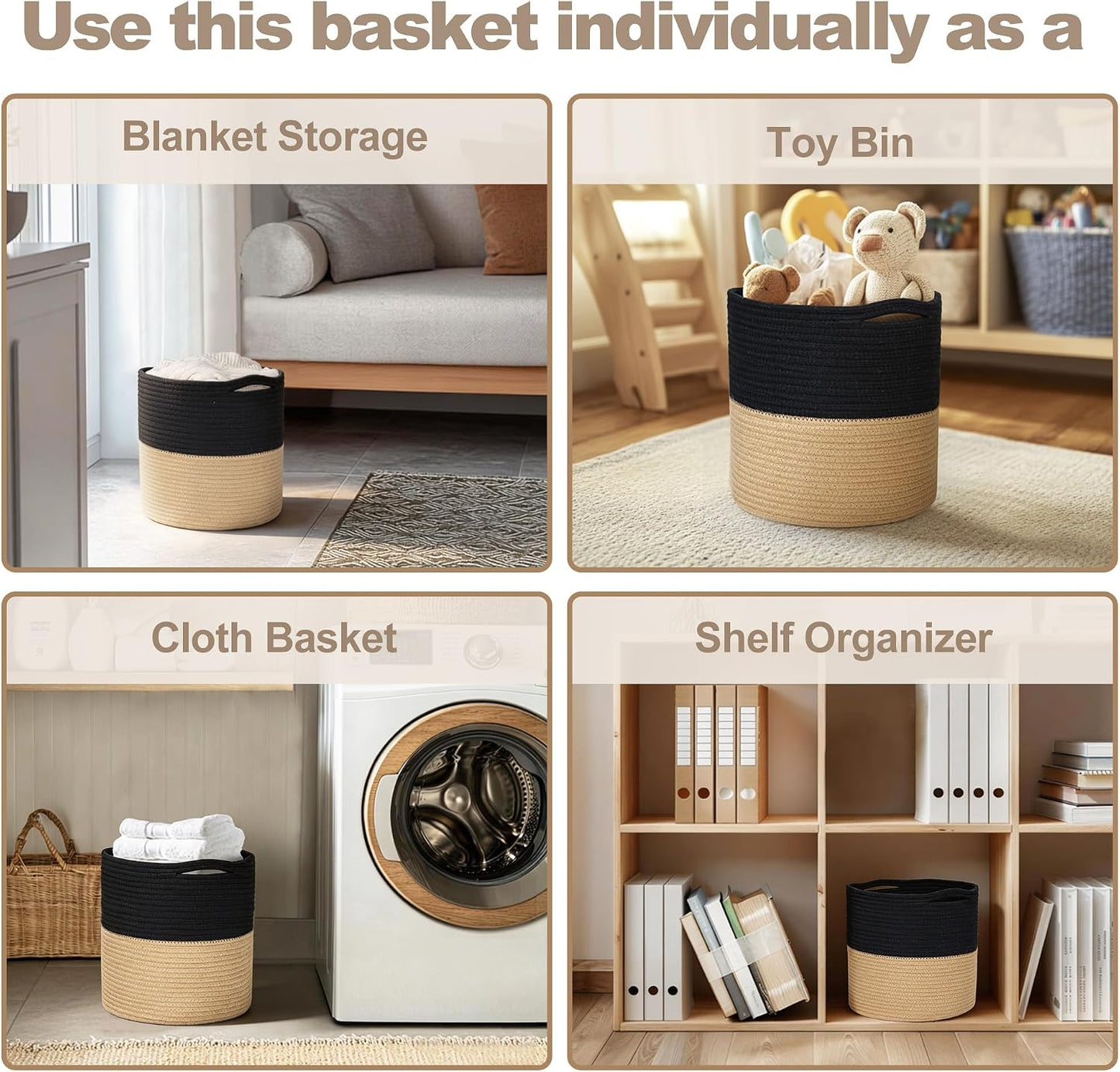Bamboo Wood Stand / Black and Jute
