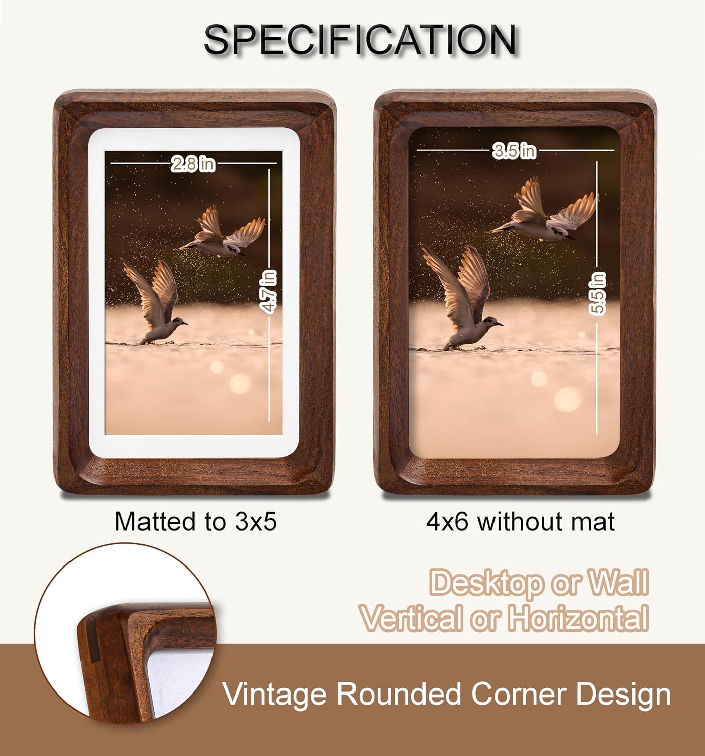 Picture Frame / USA-Sourced Wood / Walnut / 4 x 6 / Natural