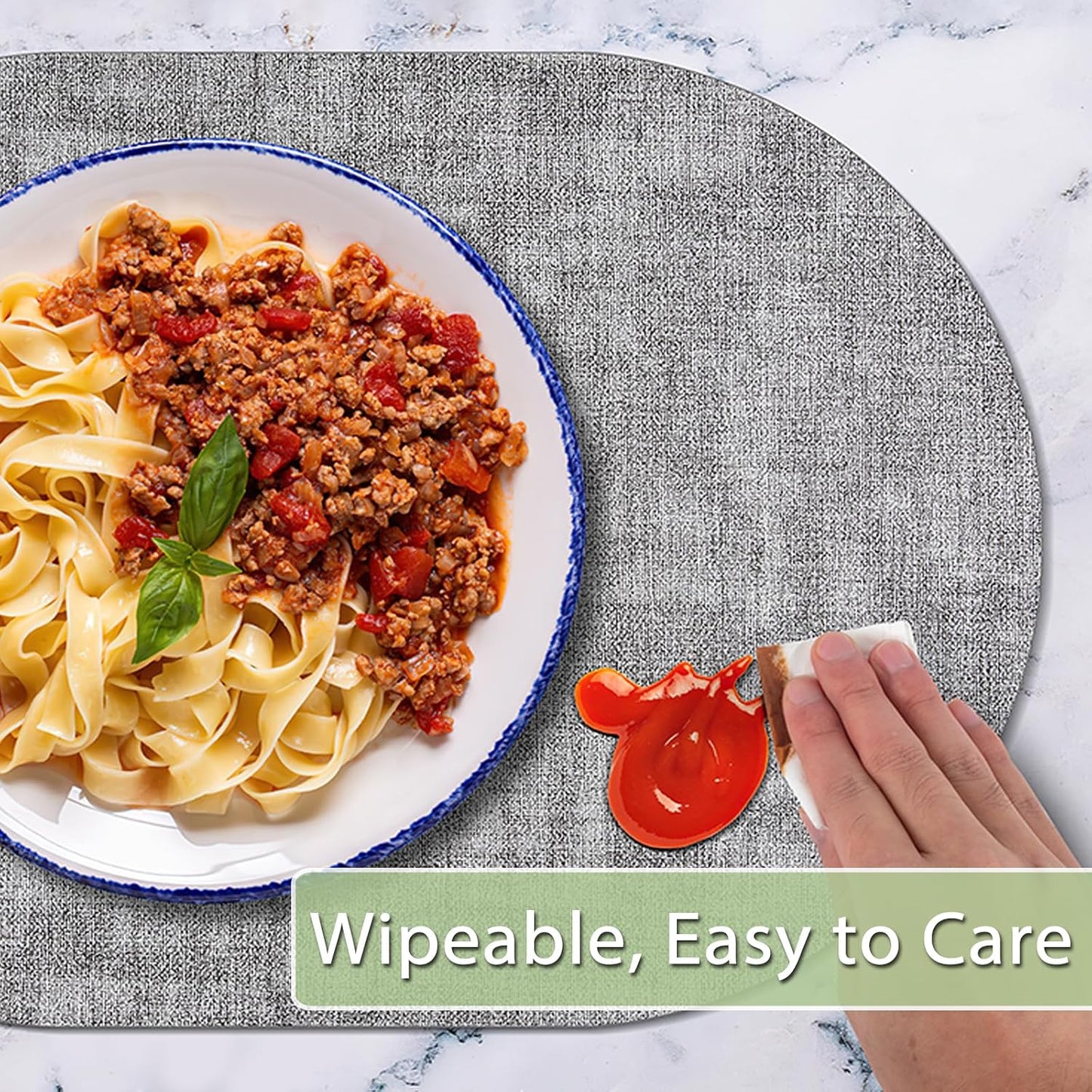 Placemats for Dining Table Set of 8 Non-Slip, Heat Resistant Leather Placemat Double Layer, Waterproof Table Mats Easy