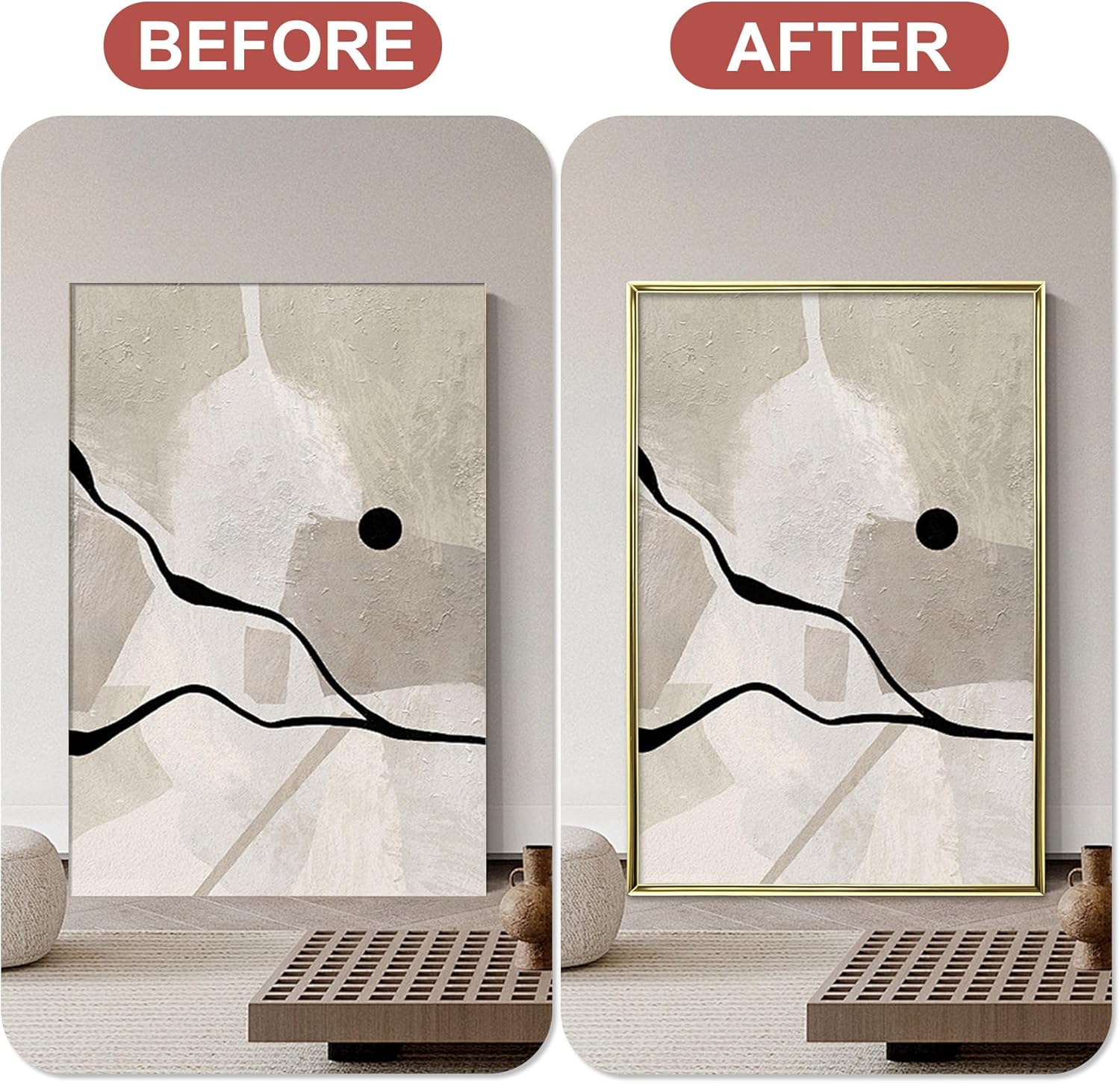 Tile Edge / Peel and Stick Finish Molding Trim / 196.8"L x 0.79"W / Matte Gold / 196.8 x 0.79