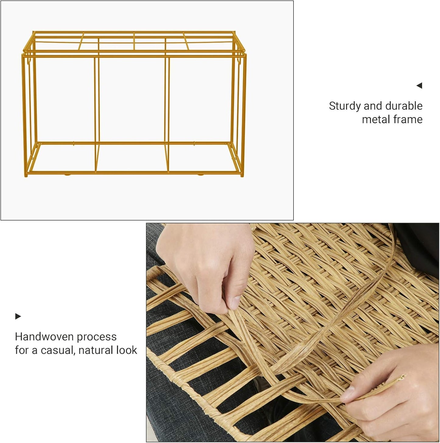 Metal Frame / Woven Blanket Storage Bin / 160 L / Natural