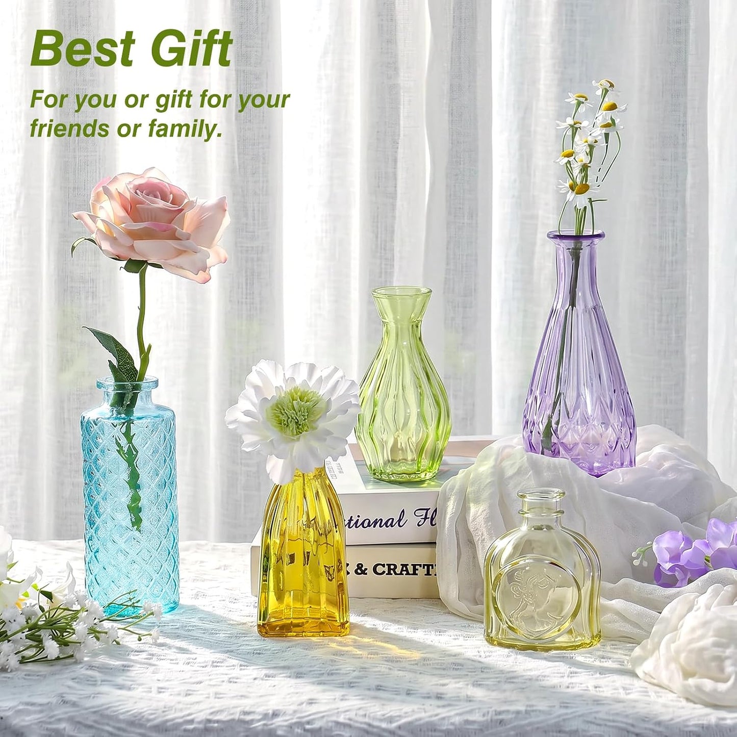 Glass Bud Vase Set / Colorful / Set of 18