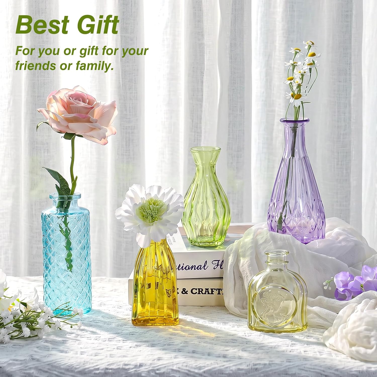 Glass Bud Vase Set / Colorful / Set of 18