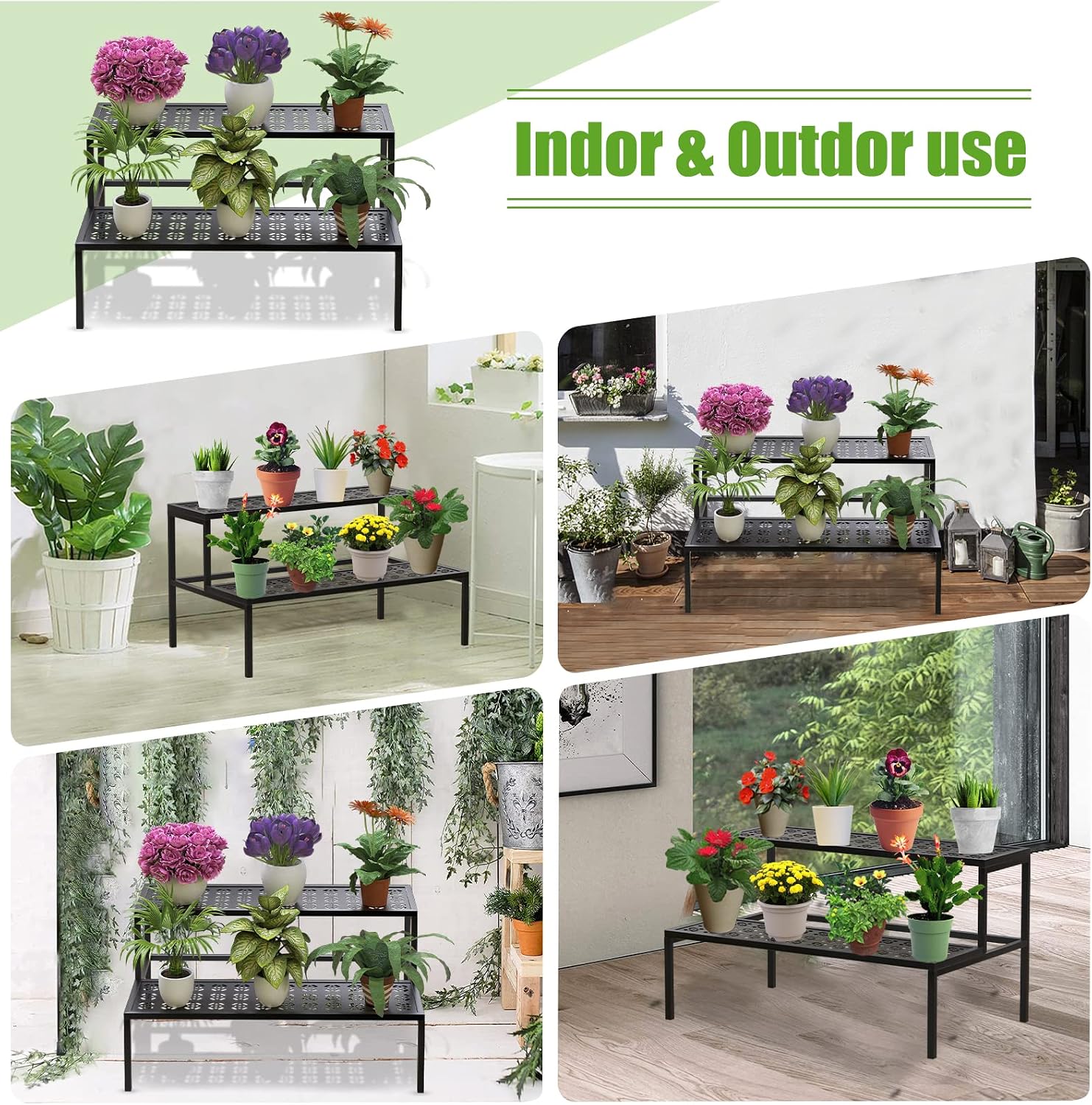 Garden 4 you 2-Tier Metal Plant Stand, Heavy Duty Flower Pot Holder Rack | 2-tier design for multiple pots,Heavy-duty