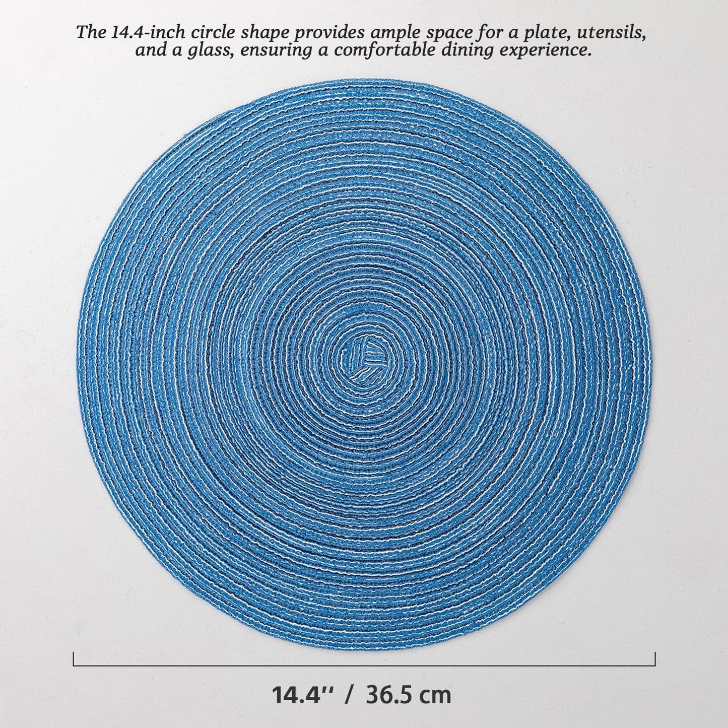 BARoyal Round Placemats Set of 12 Woven Placemats Washable Braided Table Mats for Dining Table Heat Resistant Non-Slip