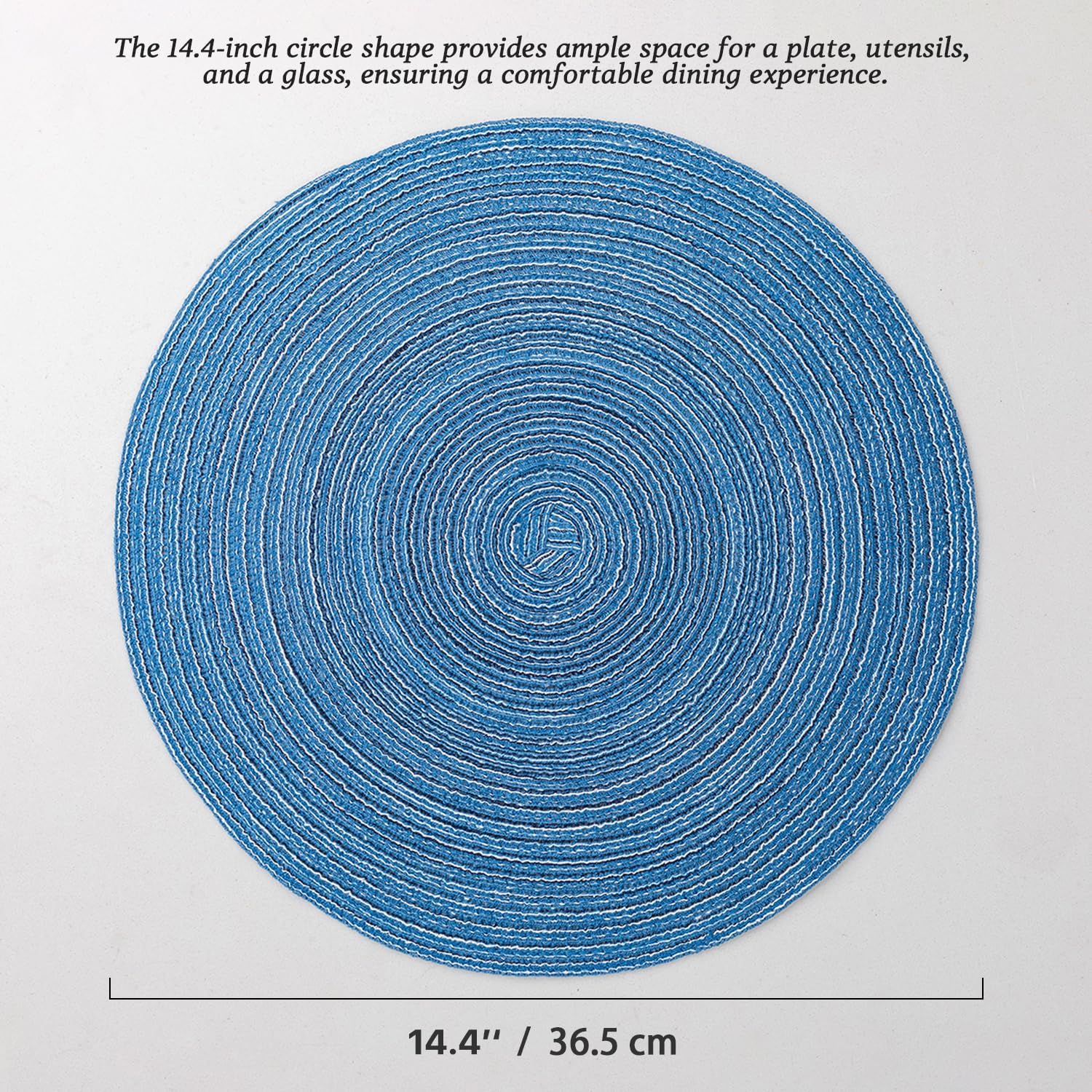 BARoyal Round Placemats Set of 12 Woven Placemats Washable Braided Table Mats for Dining Table Heat Resistant Non-Slip