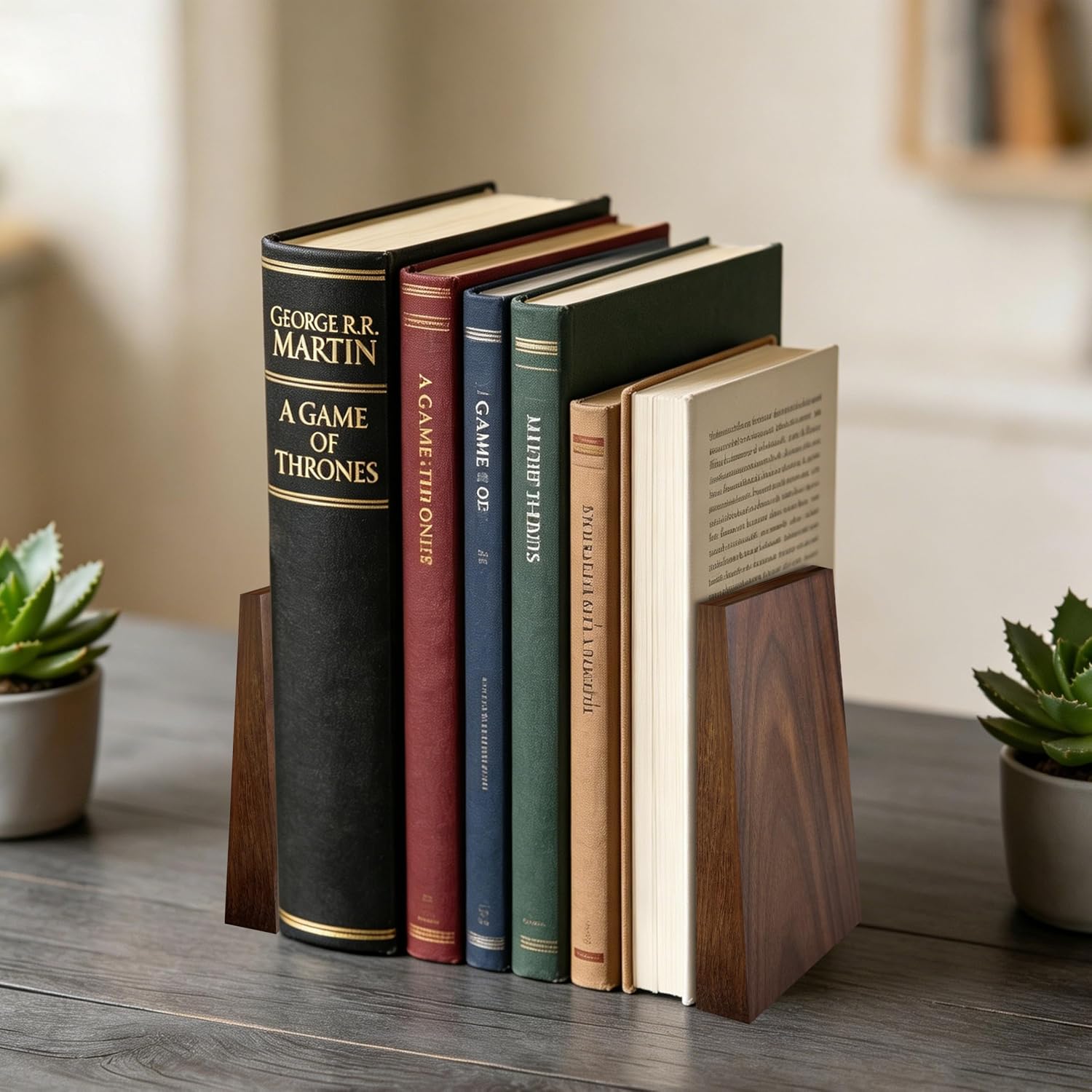 Walnut Book Ends Hold Heavy Books- in Wood Bookends / Small-walnut 5.9in Tall / 6 x 5 x 4