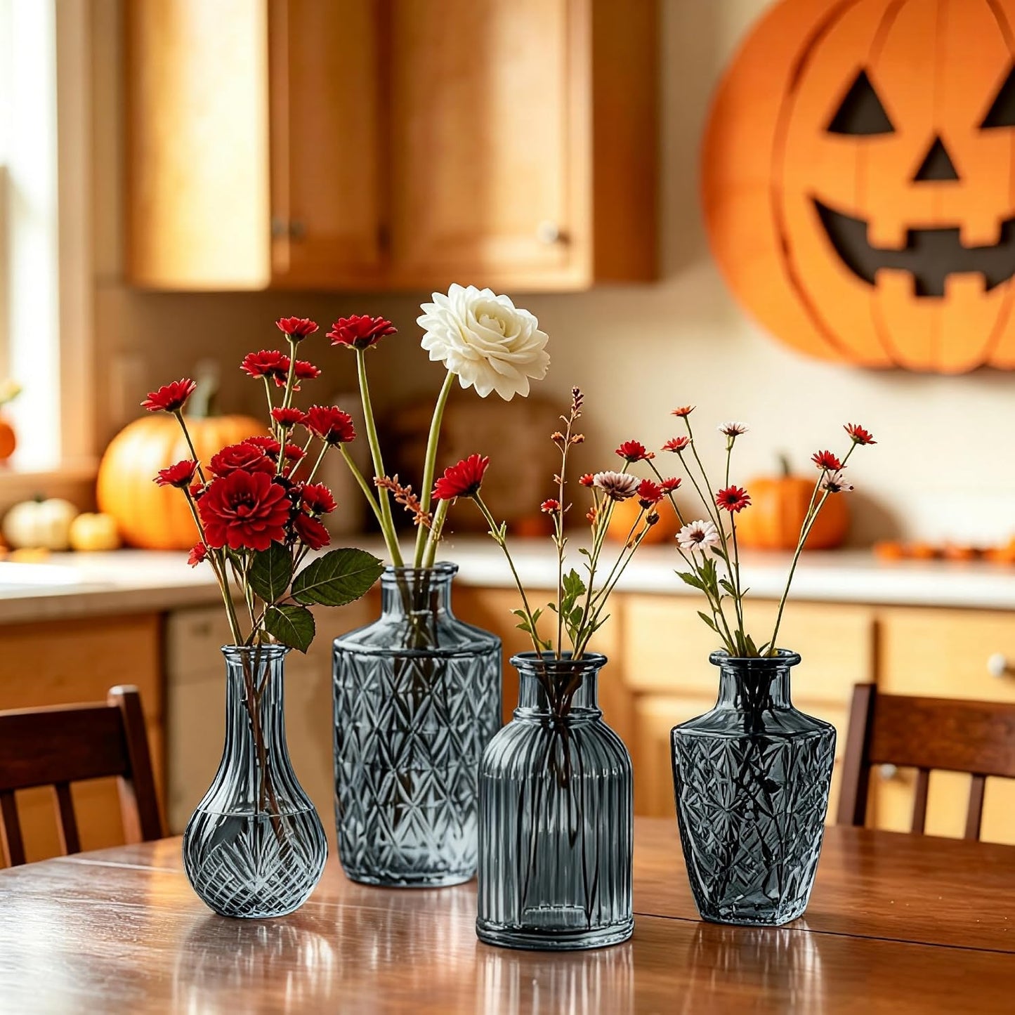 Glass Bud Vases in Bulk / Black / Set of 17