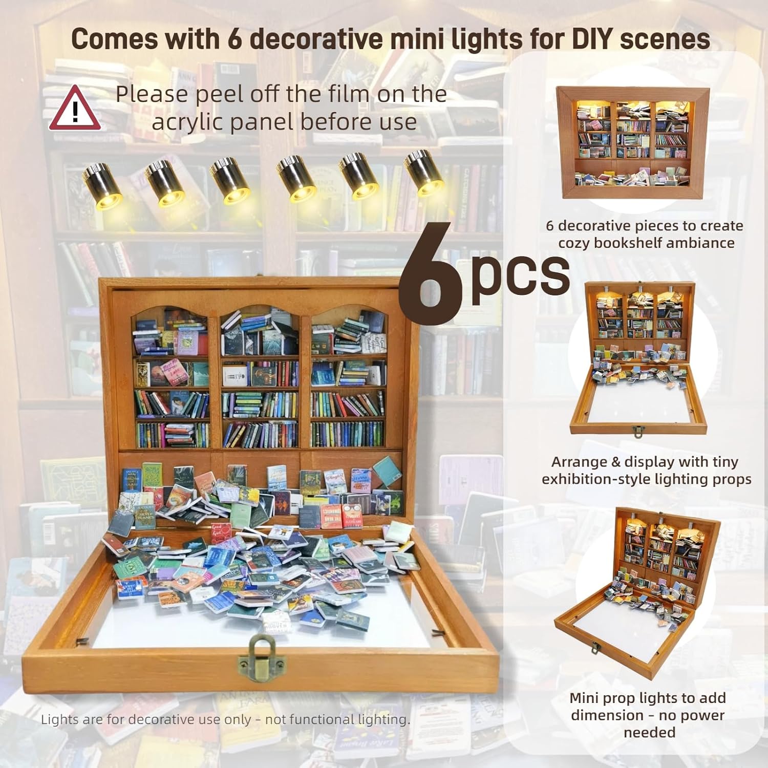 6 Decorative Mini Lights and 400 Mini Book Pieces