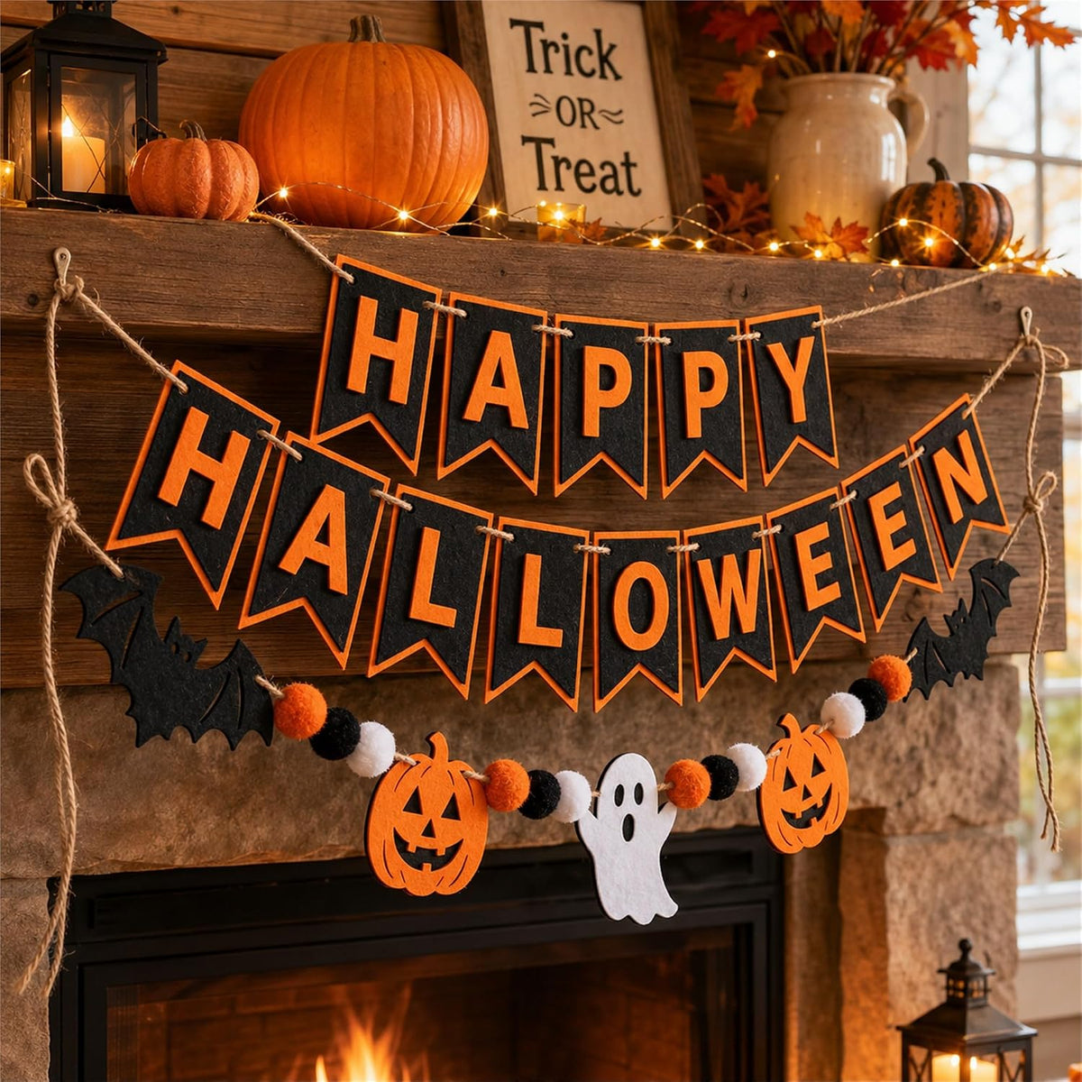 AIEX Halloween Fireplace Scarf, 18x96inch Halloween Fireplace Decorations Lace Spiderweb Cobweb Fireplace Mantle Scarf for Indoor Decor (Black)