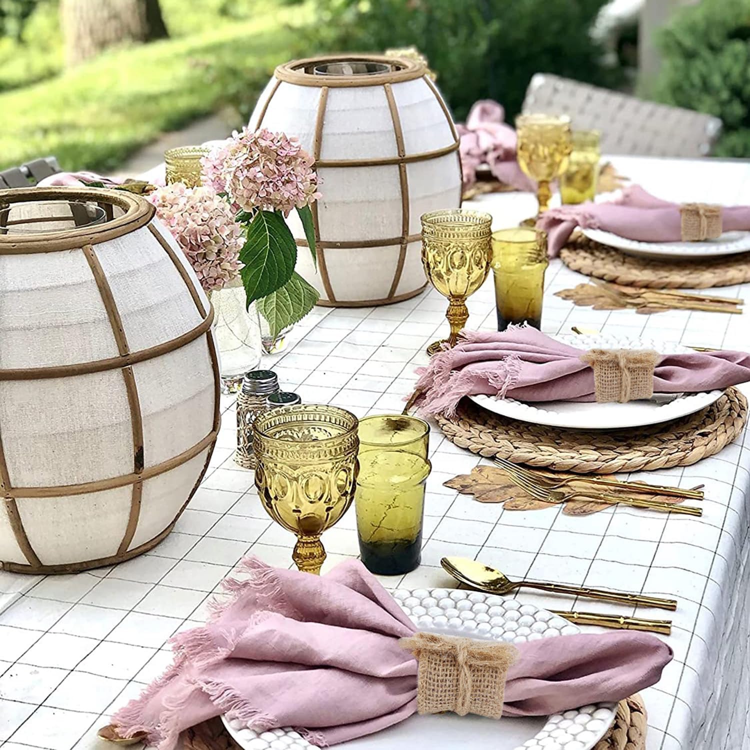 Burlap Napkin Rings Bulk Adjustable Nautical Rattan Holder / Set of 50